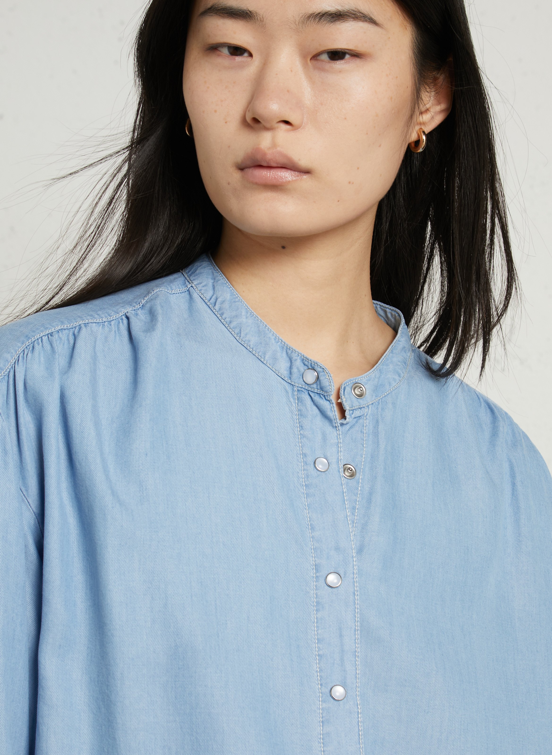 Chemise ample col mao SUD EXPRESS Bleu