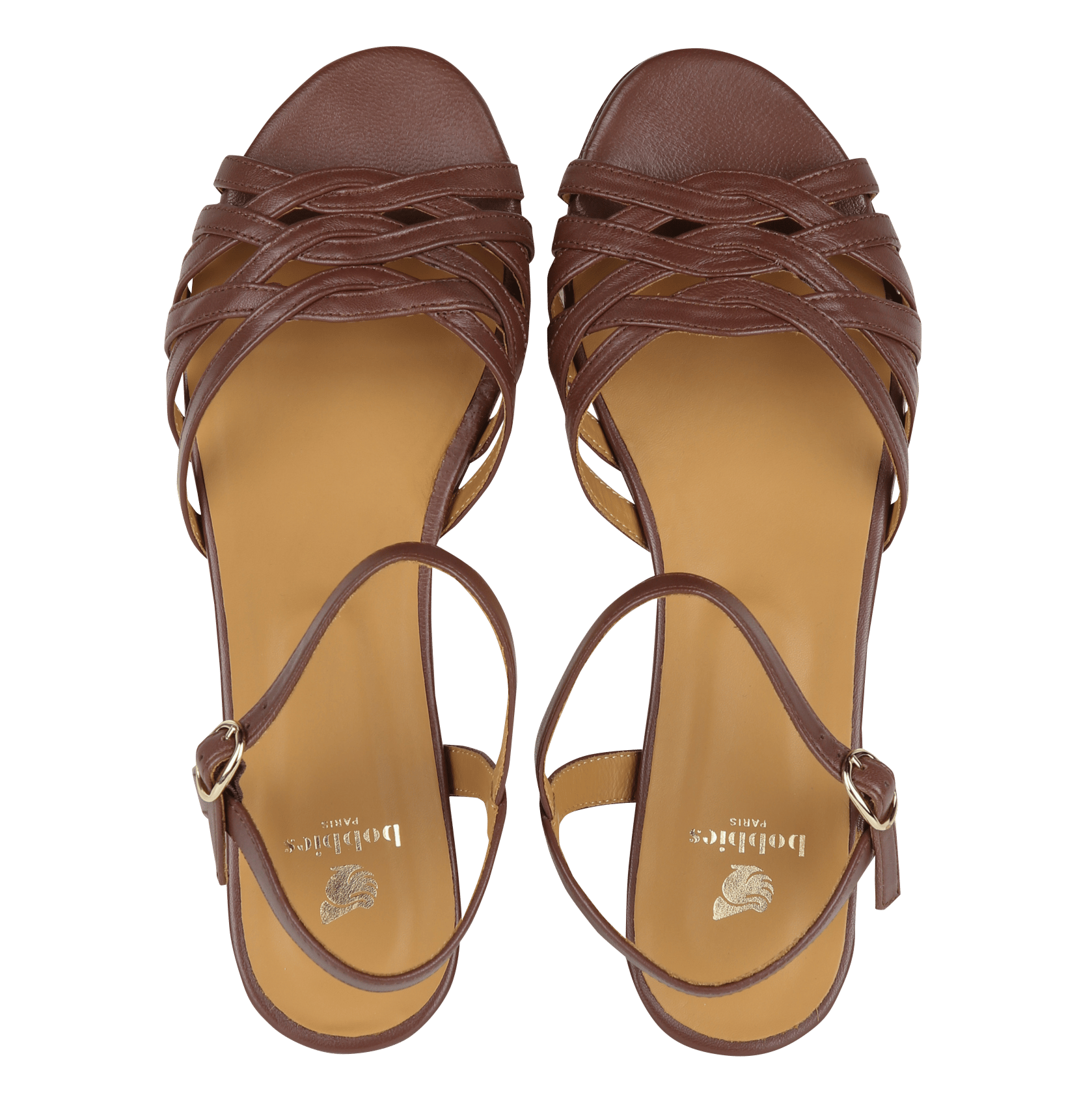 Avarca Berlin - Flache Ledersandalen mit Samt BOBBIES Braun