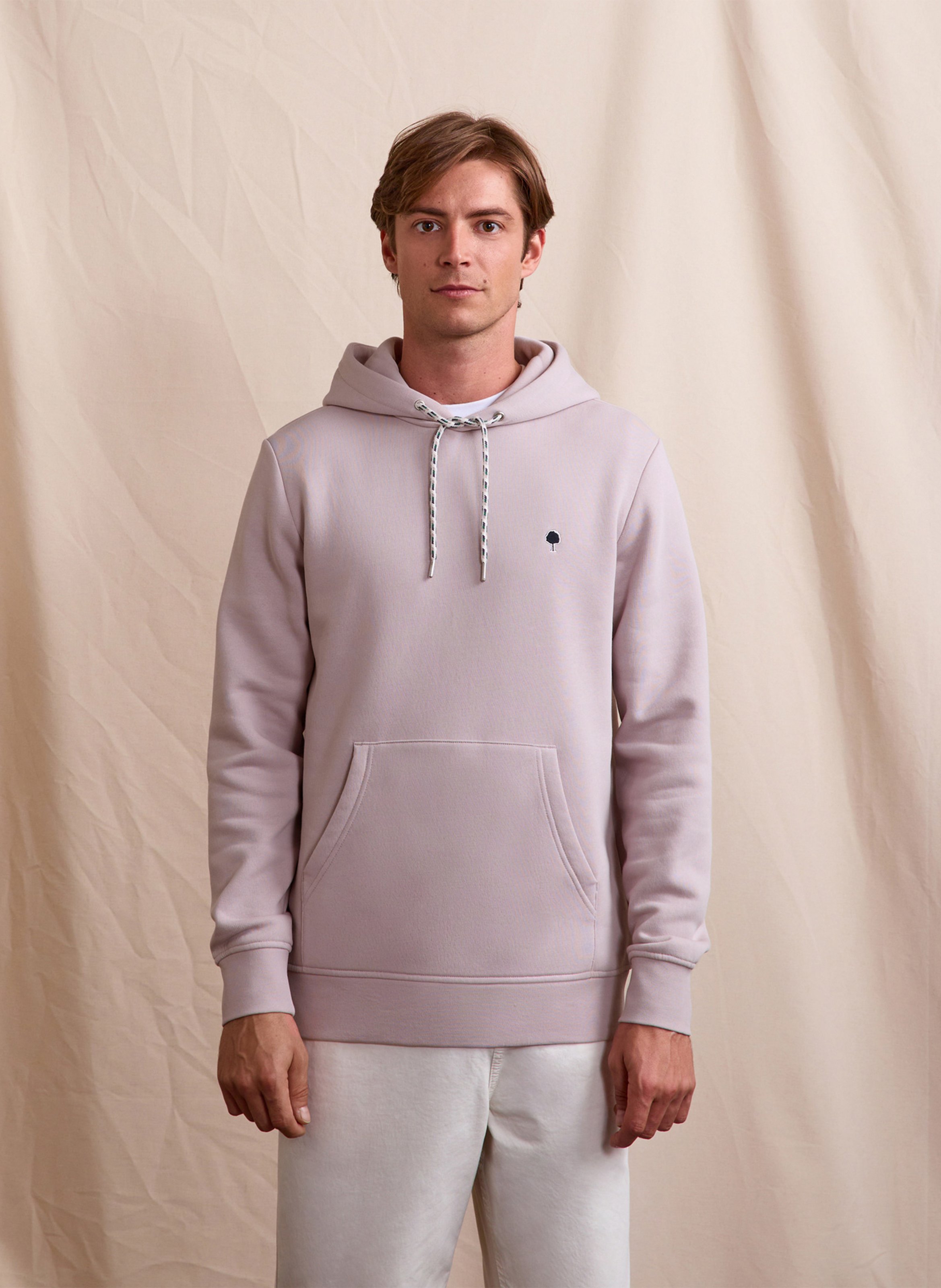 Rechte sweater met ronde hals en capuchon van katoenmix FAGUO Roze