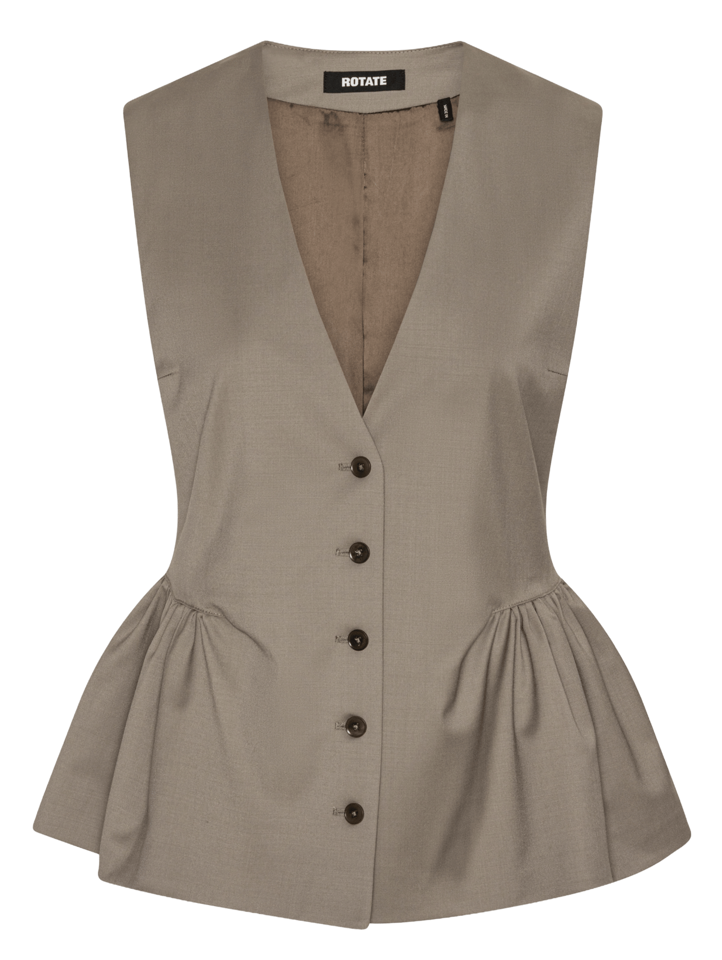 Top sans manches froncé uni ROTATE Beige