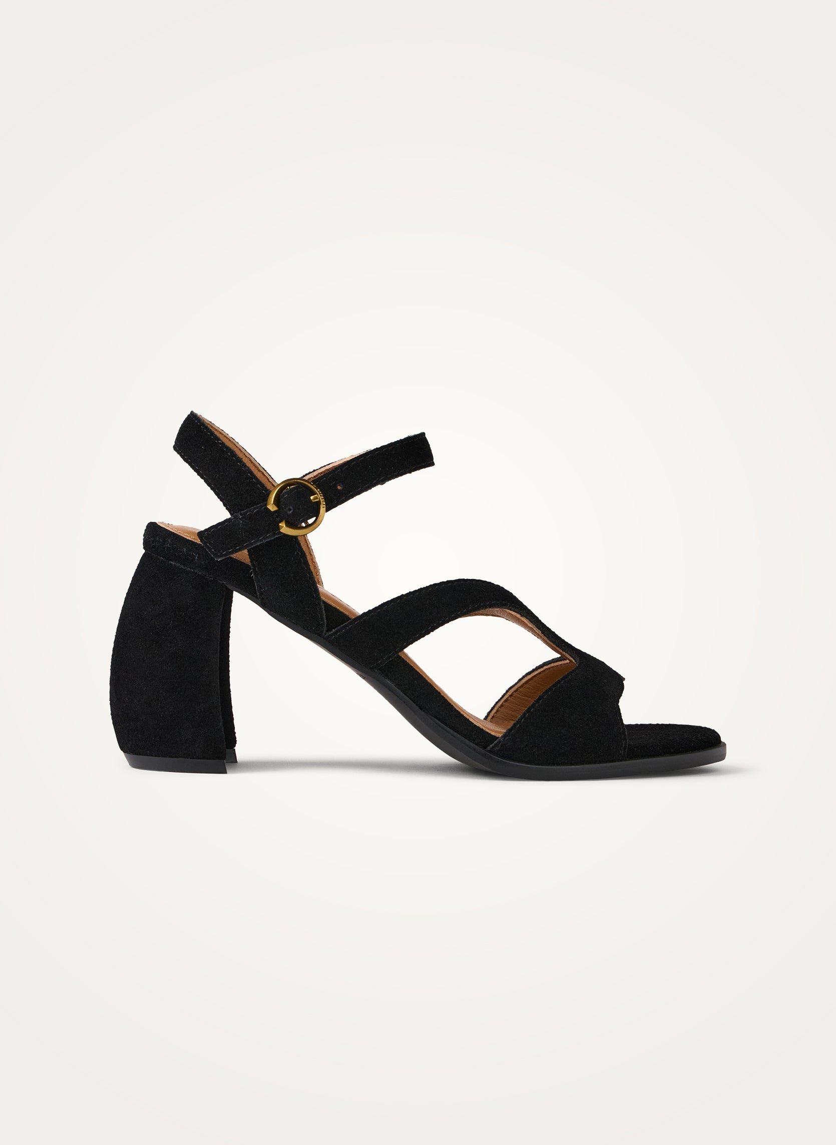 Leather sandals with ankle strap and demi-lune heel. VANESSA WU