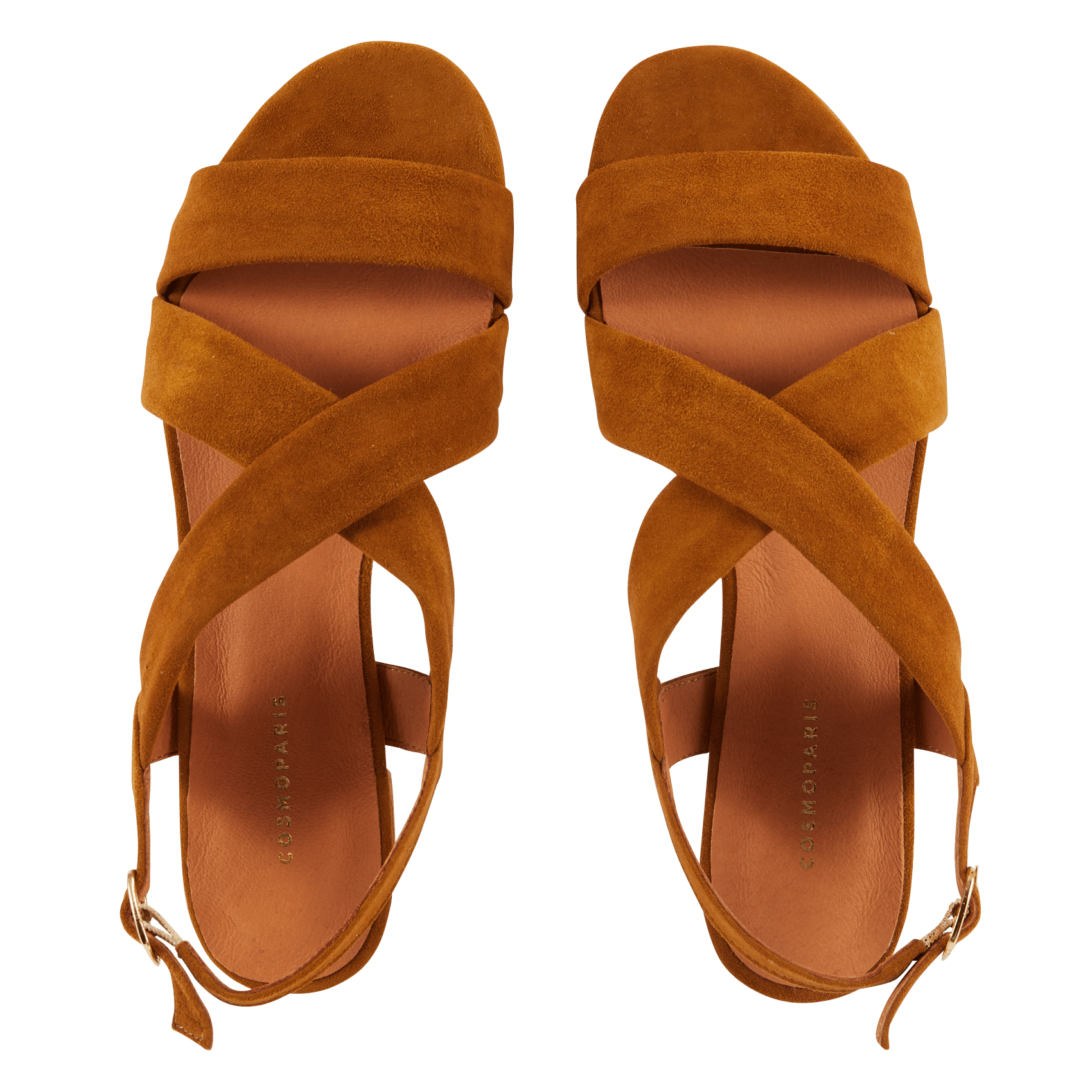 Aouda flat leather sandals COSMOPARIS Brown