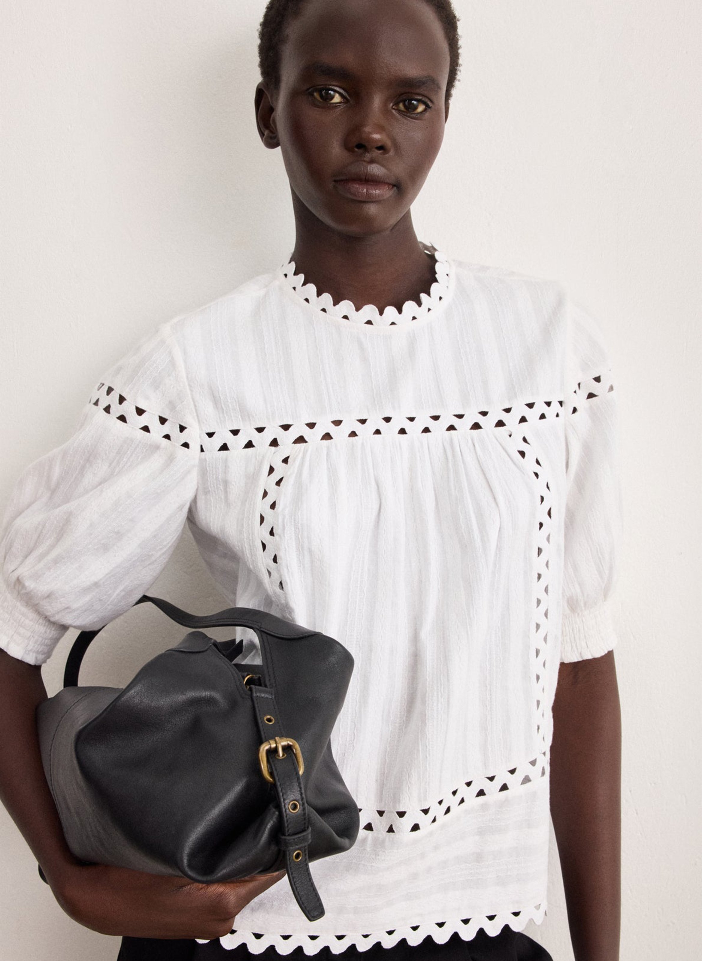 Top recto cuello redondo de algodón PABLO Blanco