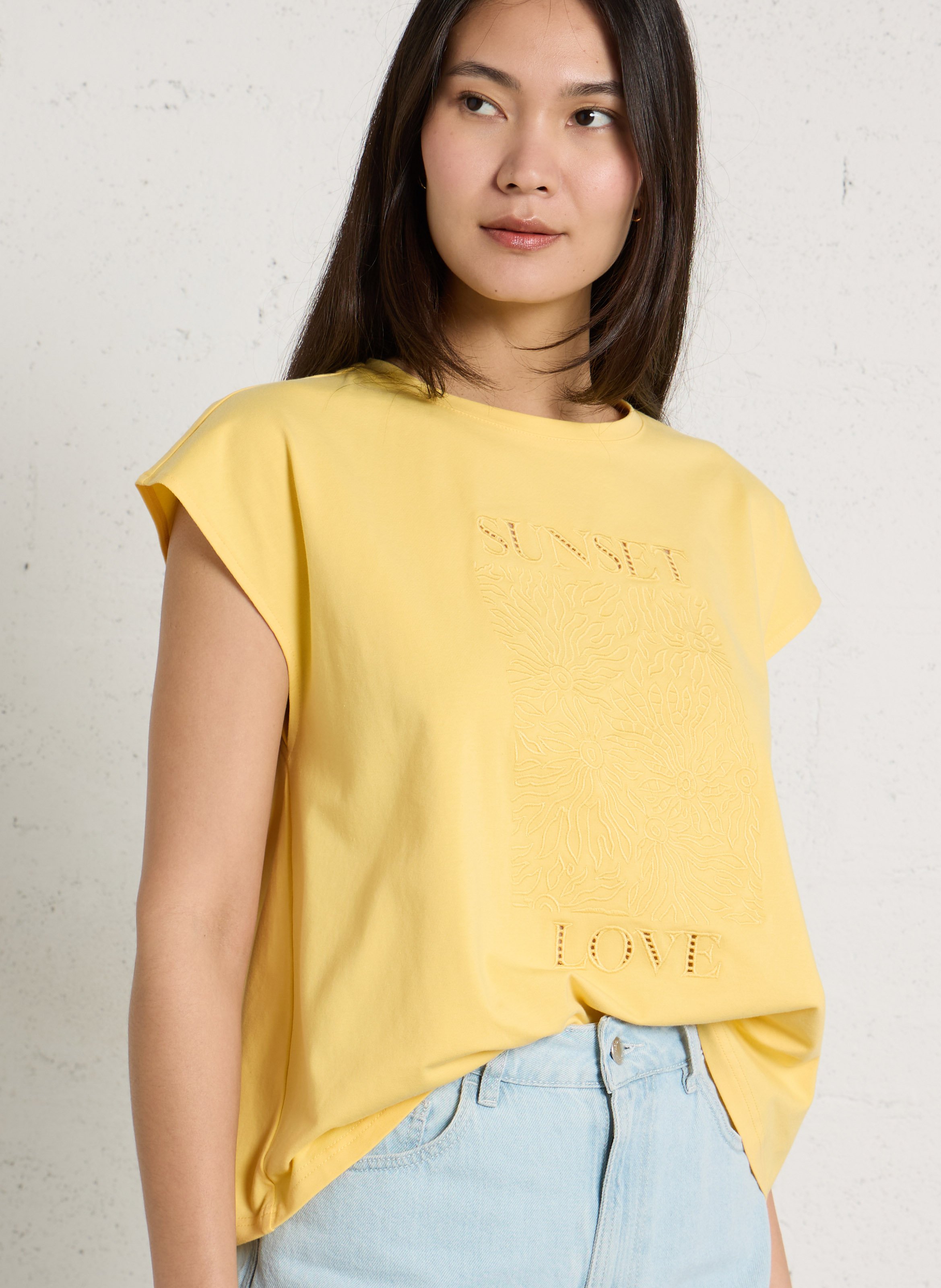 Tee-shirt ample en coton mélangé LA PETITE ETOILE Jaune