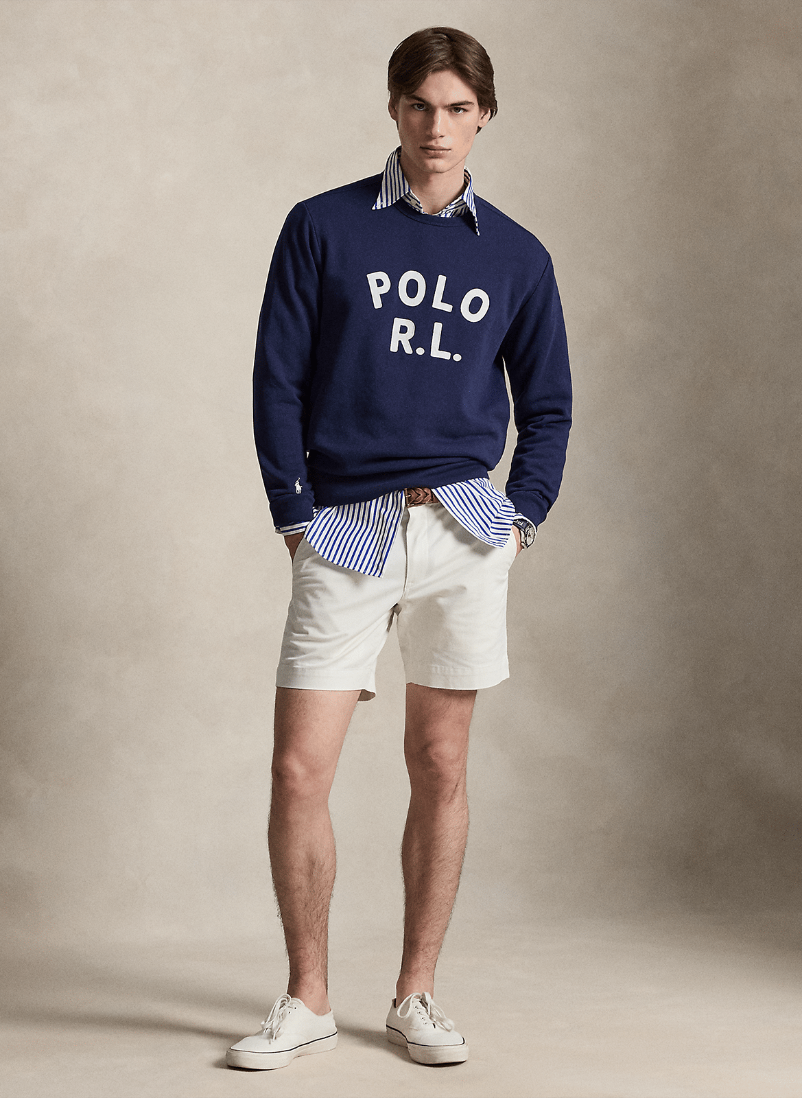 Straight-cut cotton-blend sweater with round neck POLO RALPH LAUREN Blue