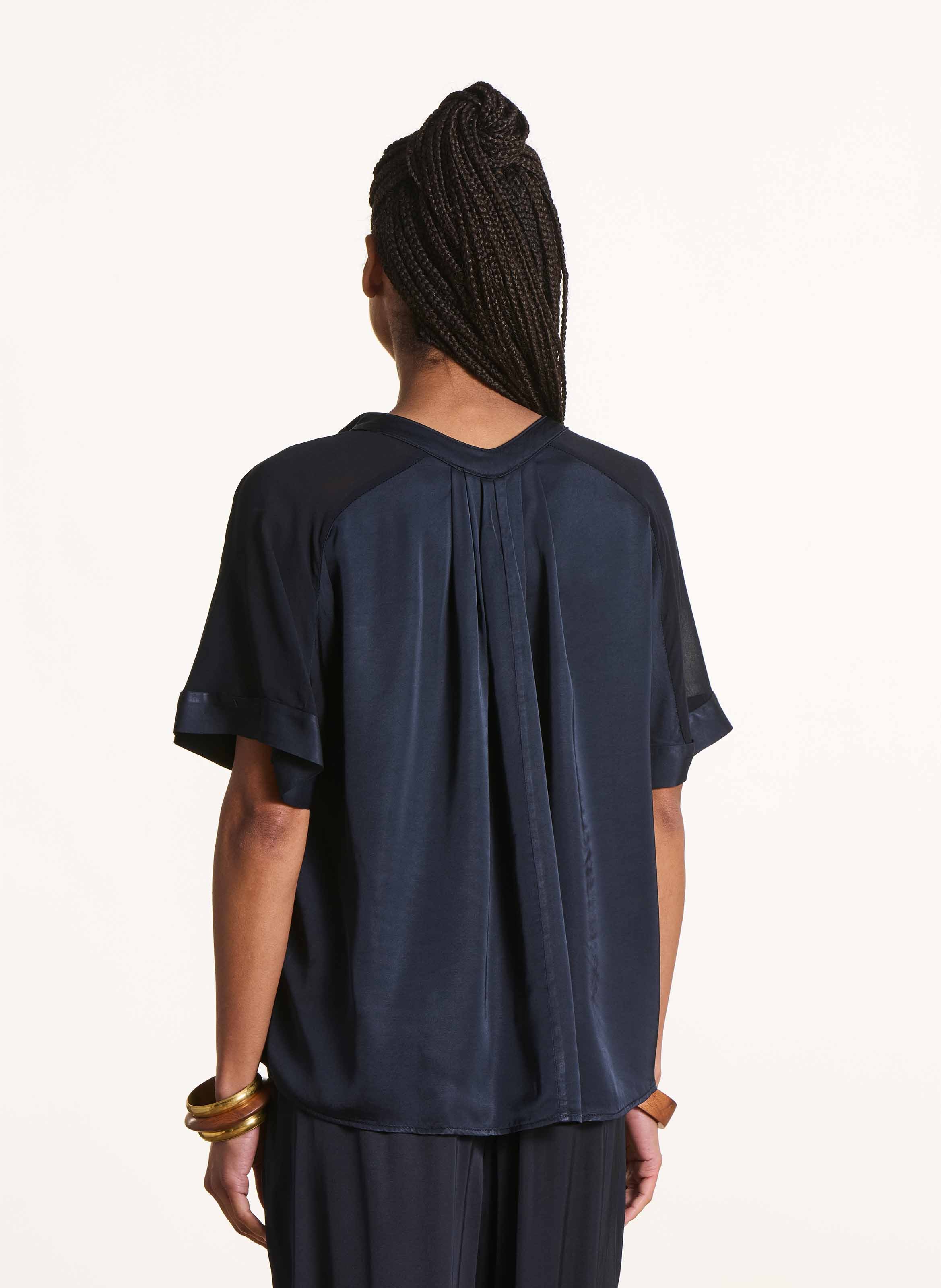 Blouse ample col tunisien LA FEE MARABOUTEE Bleu