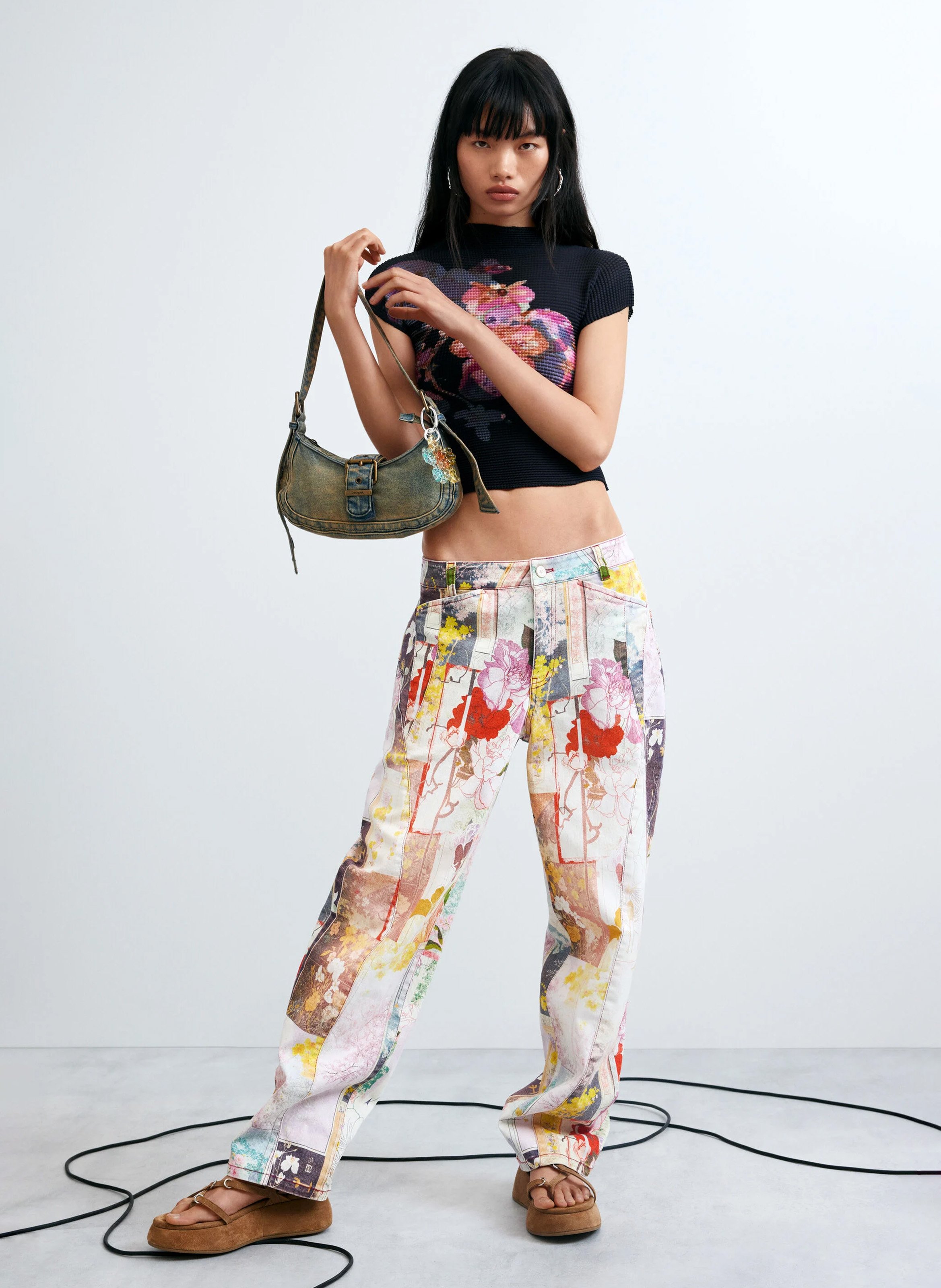 Jean droit patchwork DESIGUAL Multicolore
