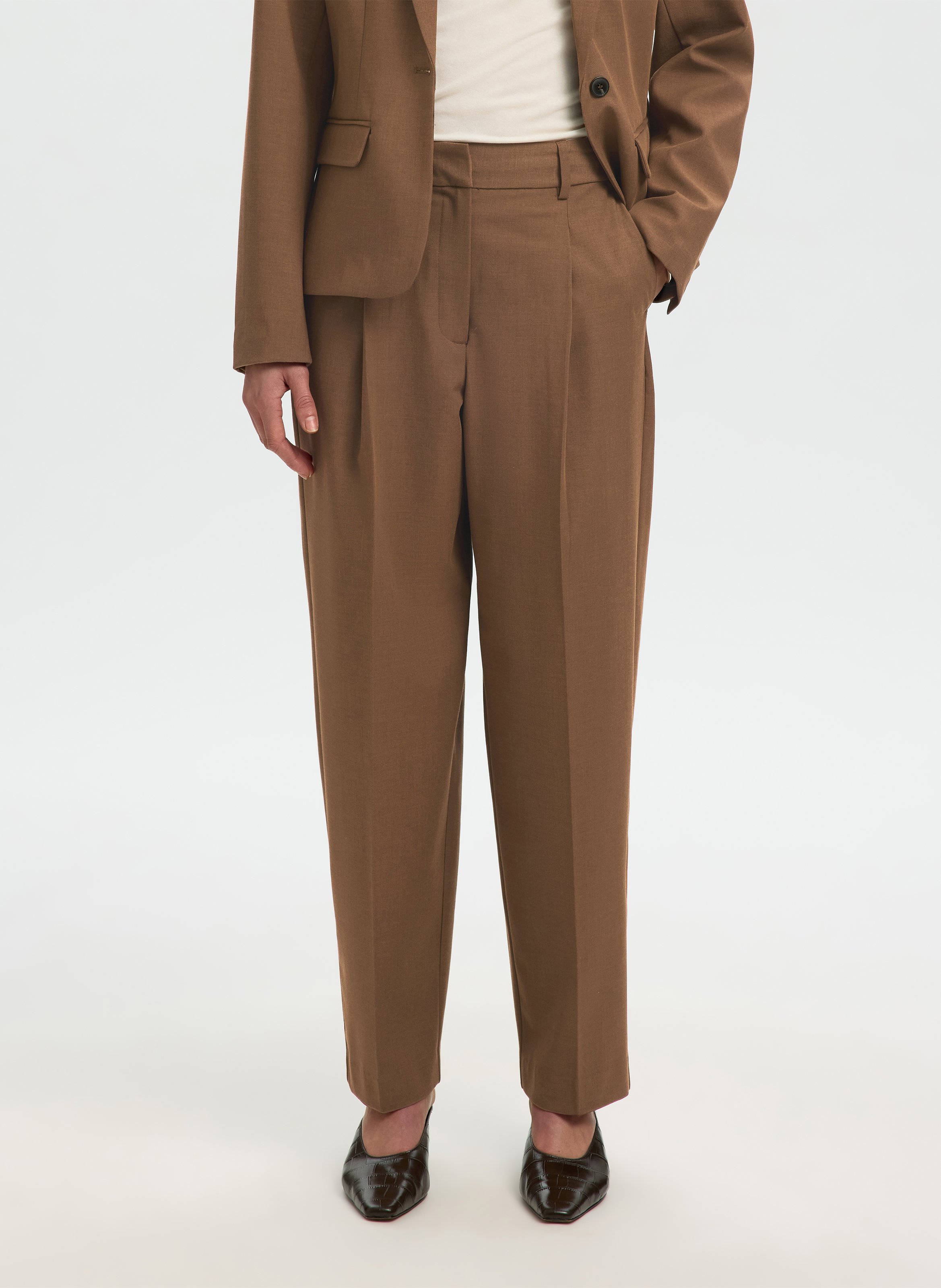 Pantalon de tailleur taille haute SELECTED Marron