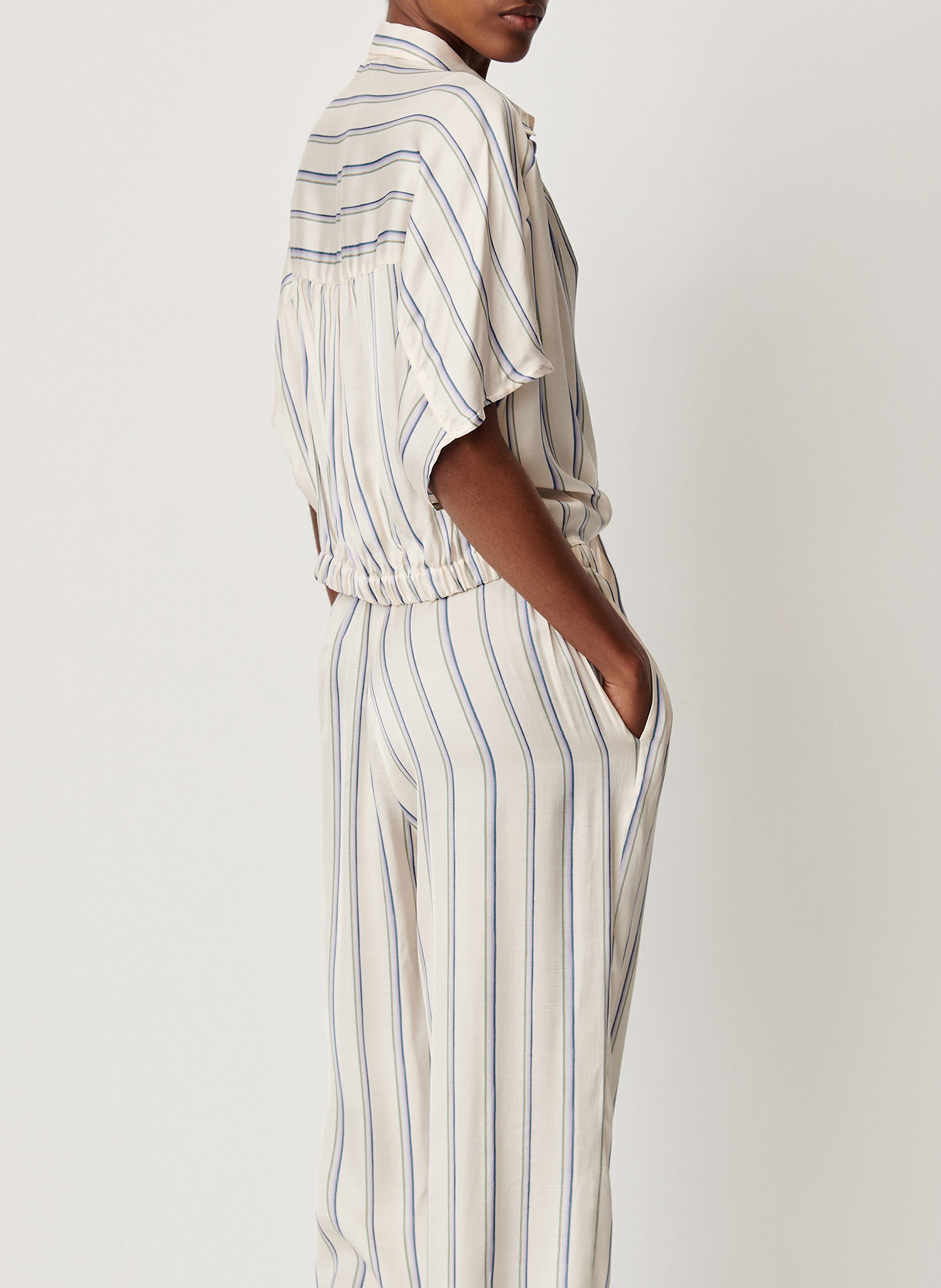Chemise droite col classique rayée SESSUN Blanc