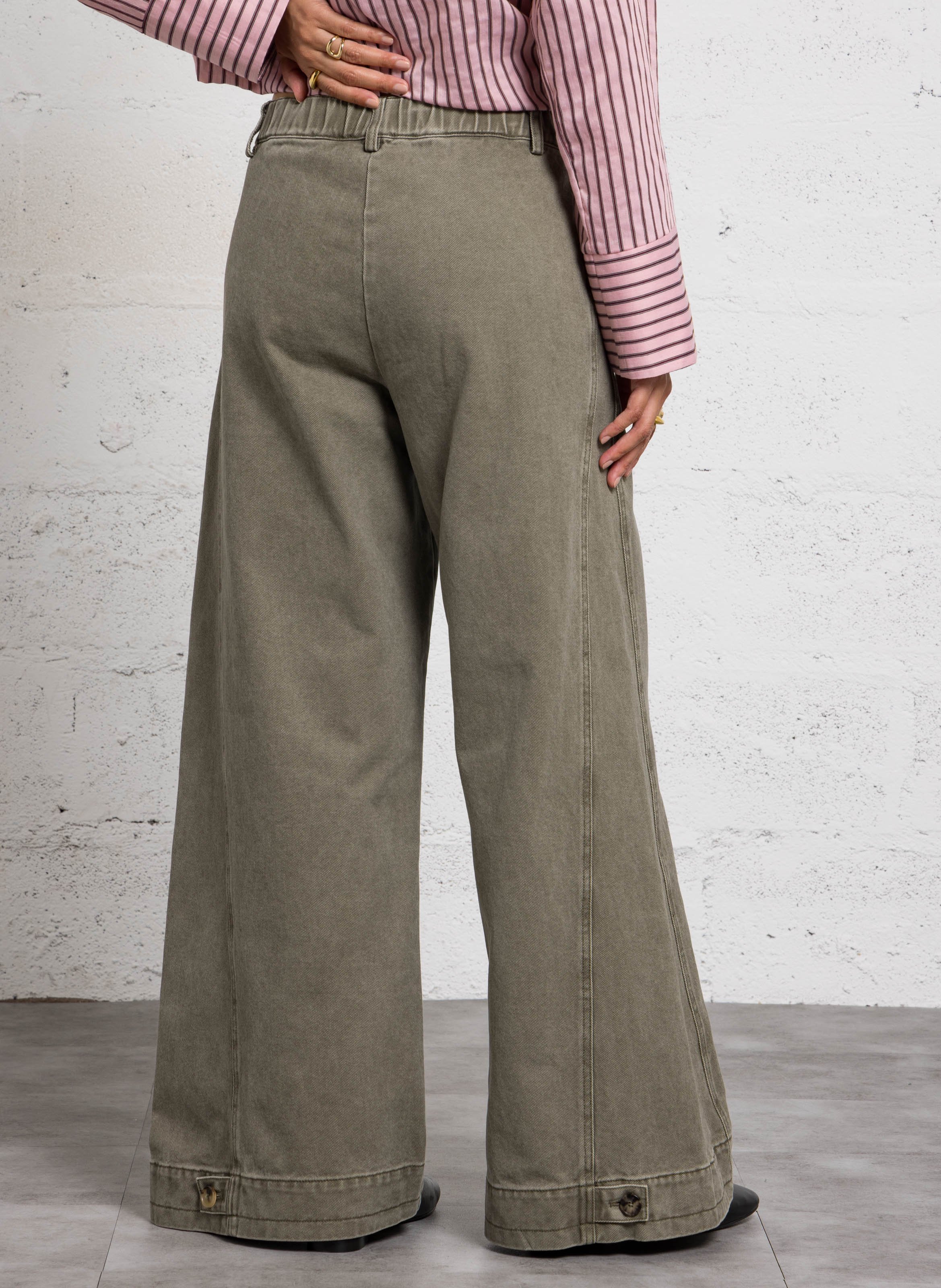 High-waisted wide-leg jeans RUE DE TOKYO Green