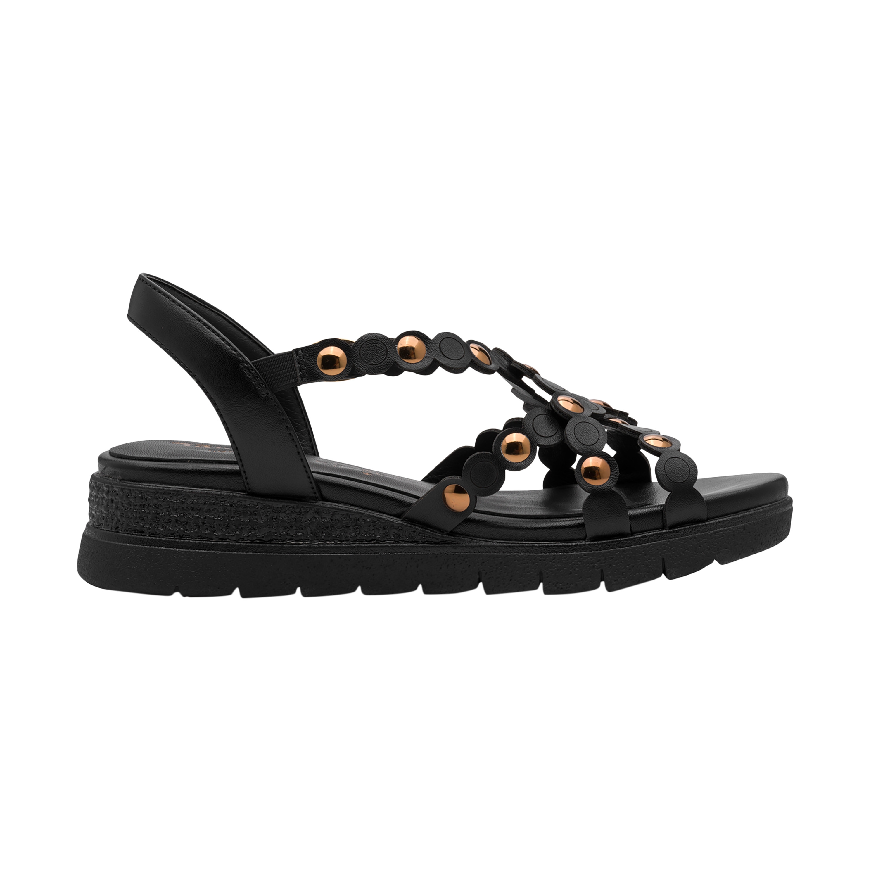Comfort leather wedge sandals TAMARIS Black