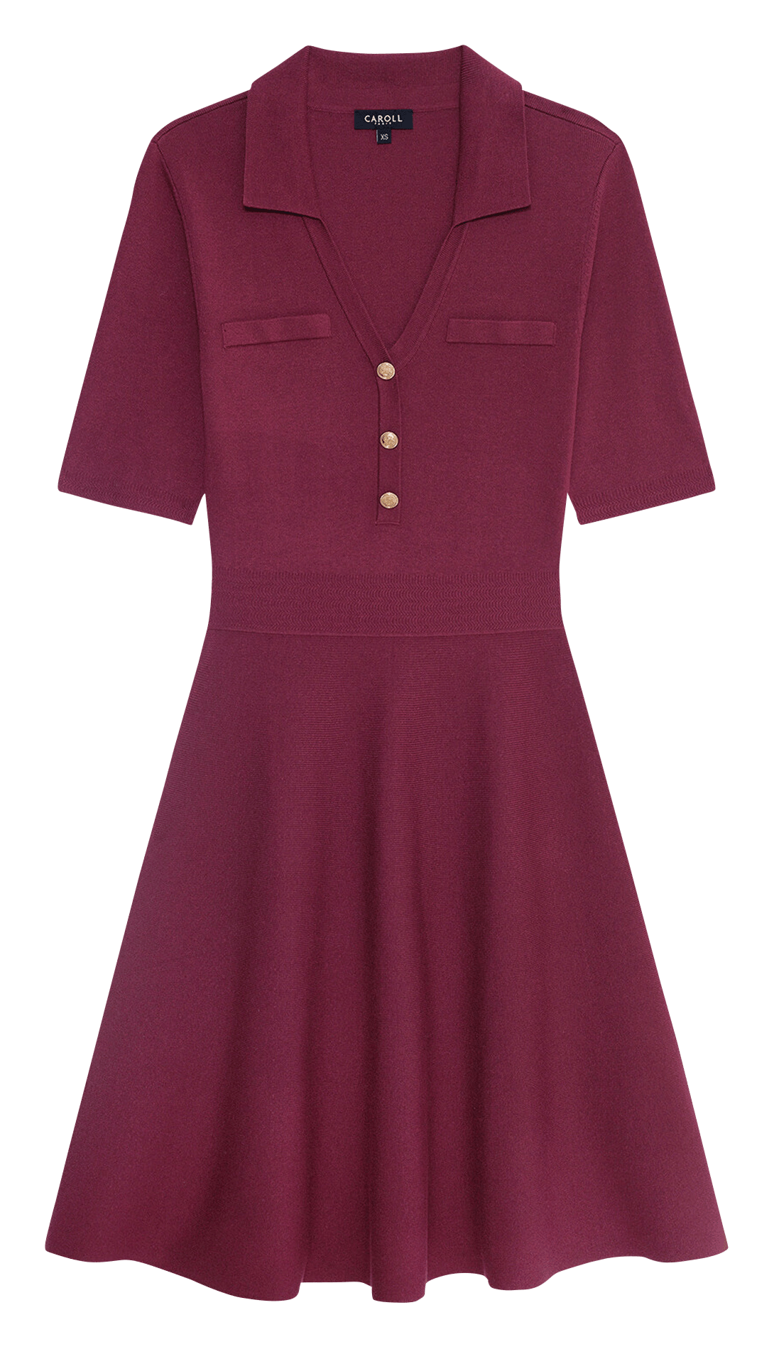 Robe cour col polo CAROLL Prune