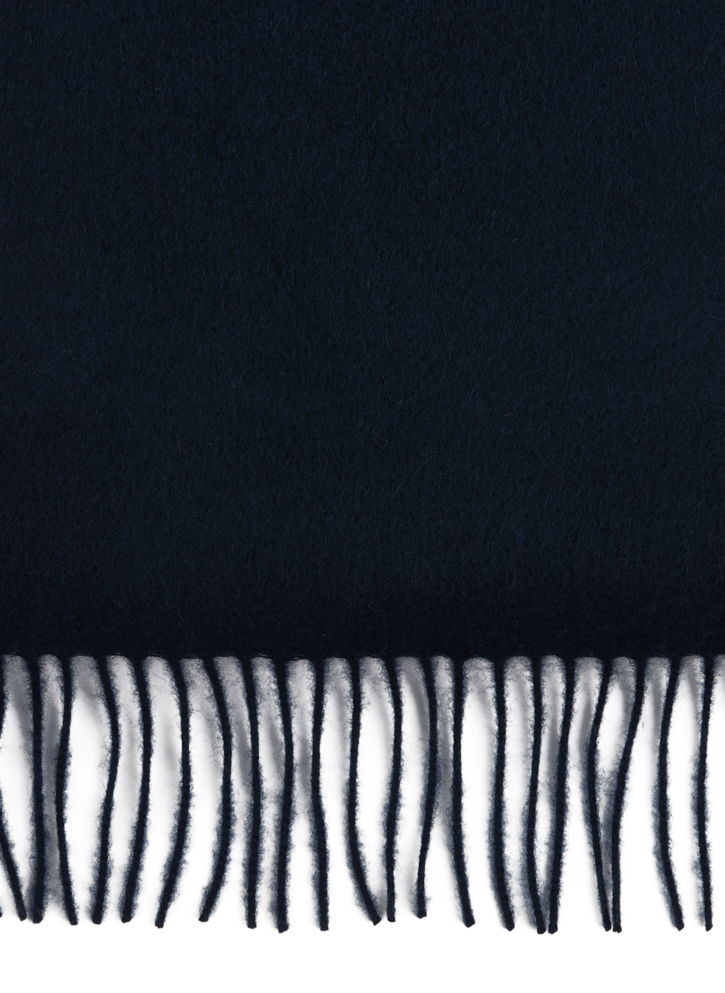 Fringed cashmere scarf in plain navy. SAISON 1865 Blue