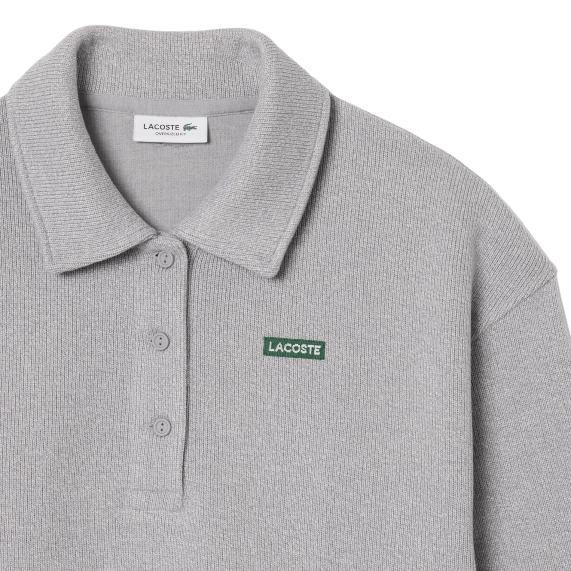 Oversized sweatshirt with ribbed polo collar in blended cotton LACOSTE Grey