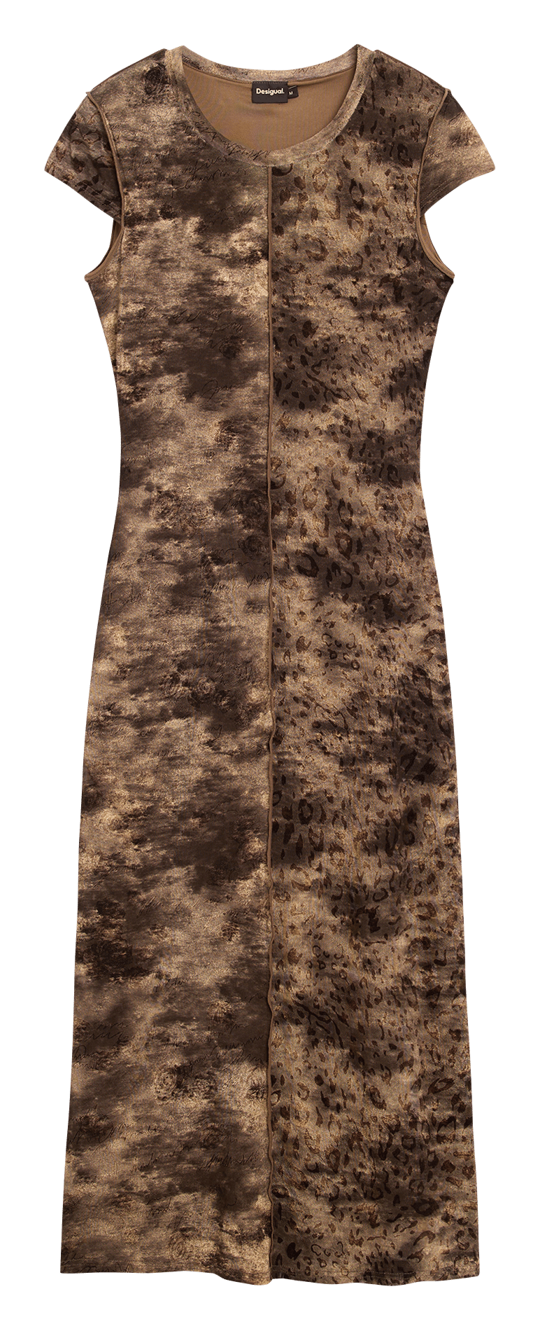Fitted midi dress with round neckline and print DESIGUAL Black