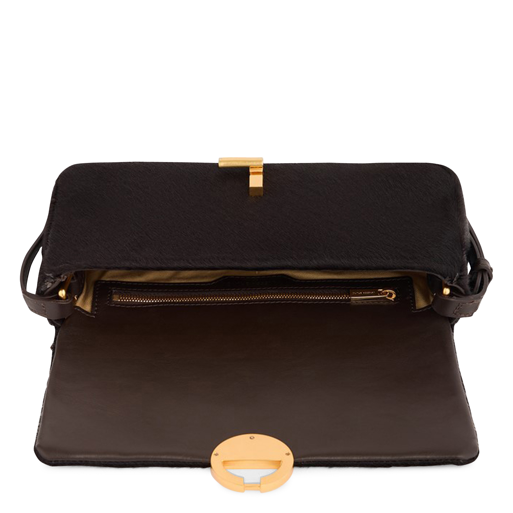 Sac bandoulière à rabat en cuir VANESSA BRUNO Marron
