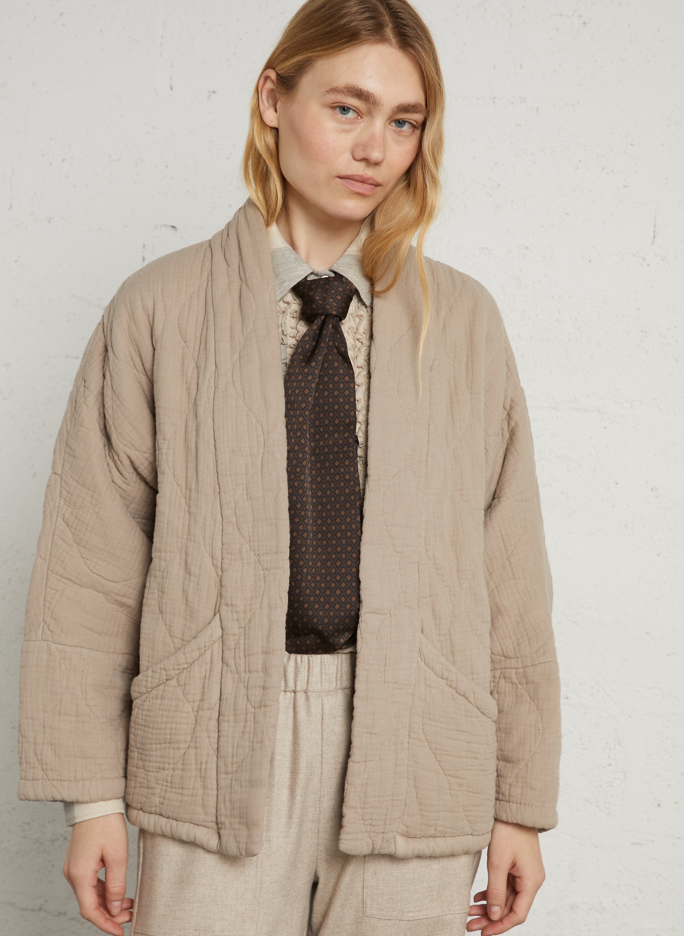 Veste oversize matelassée en coton AOKYANOS Beige