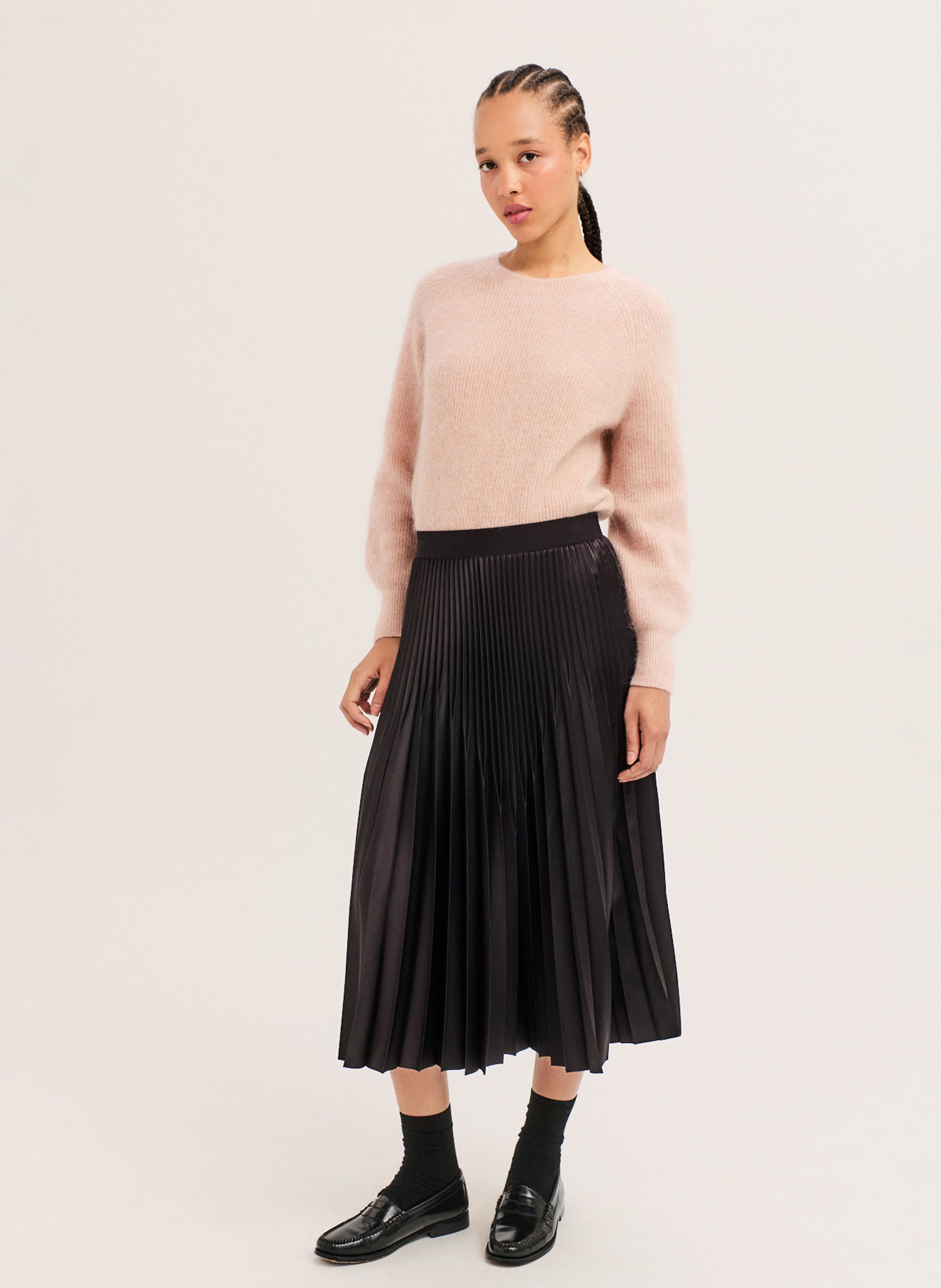 Jupe midi plissée en satin  PABLO Bruin