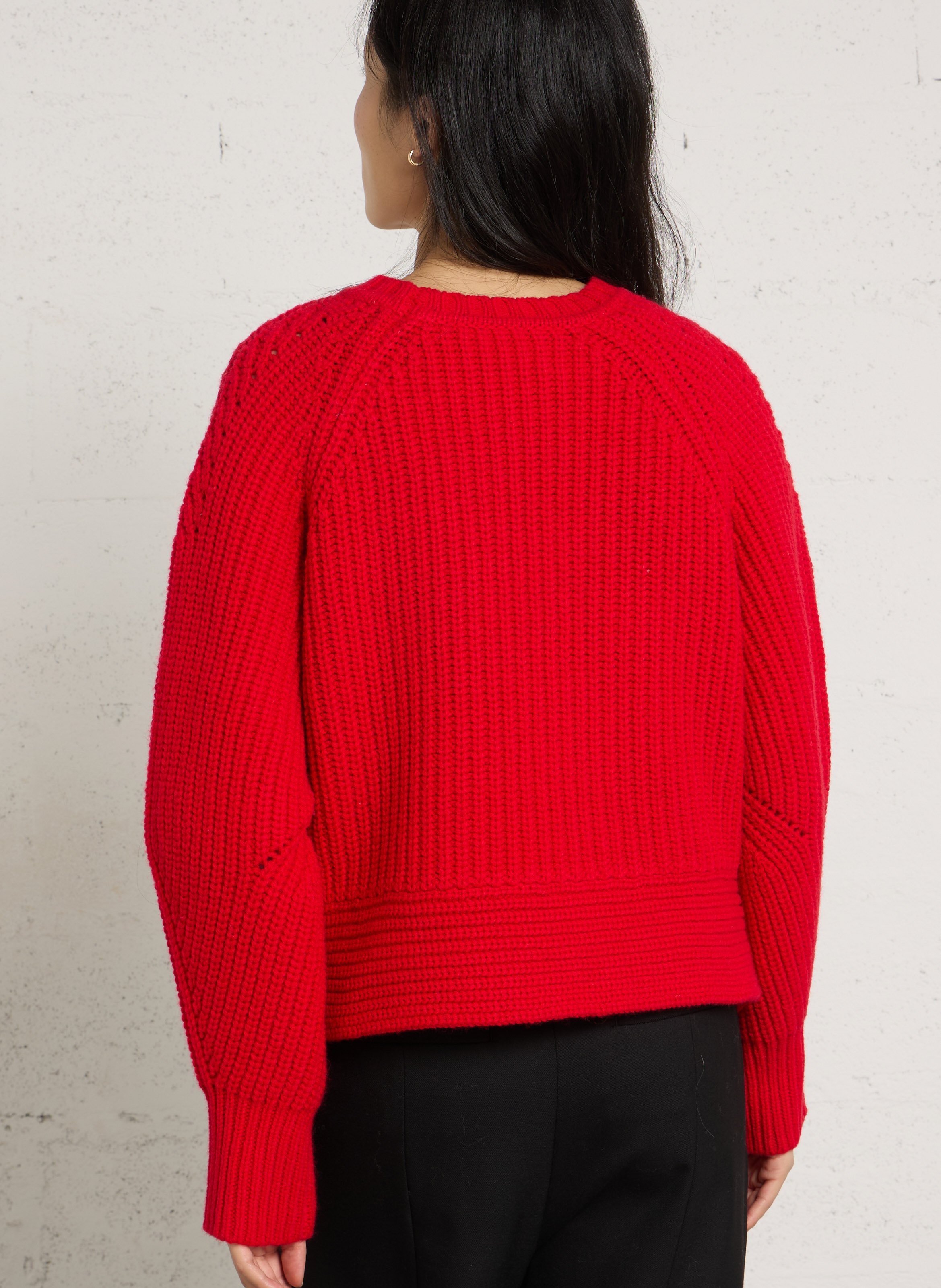 Pull col rond en laine BERENICE Rouge