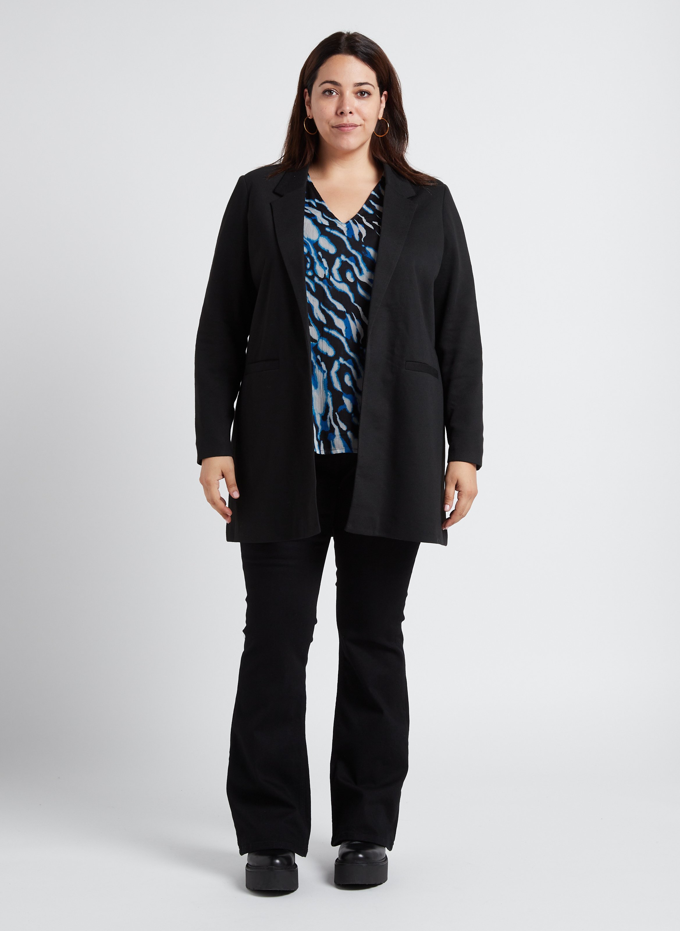 Top col V imprimé EVOKED Noir