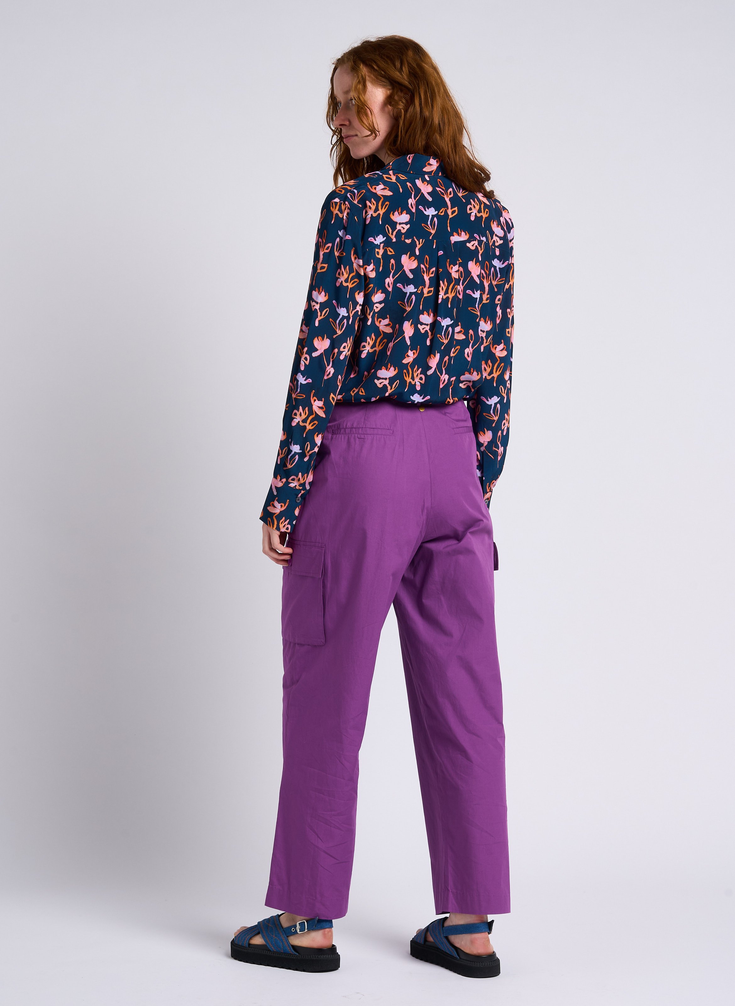 Pantalon cargo en coton ANTIK BATIK Violet