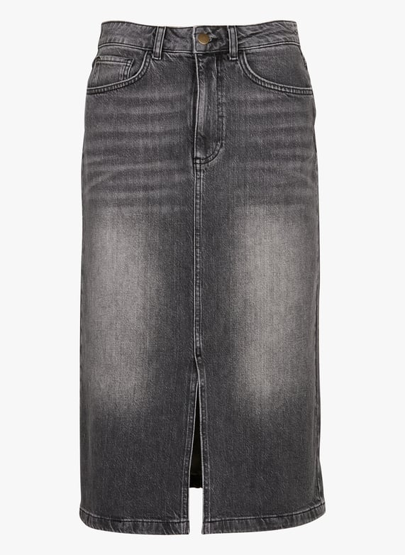 Jupe midi droite en denim stretch Birdy Gris Maison 123 Femme