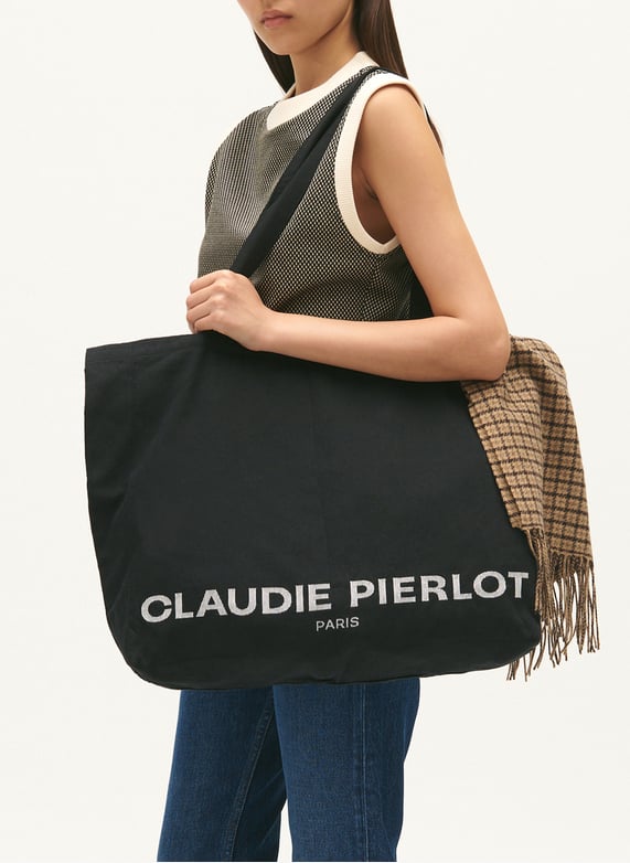 Recycled cotton tote bag Noir Claudie pierlot Women Place des