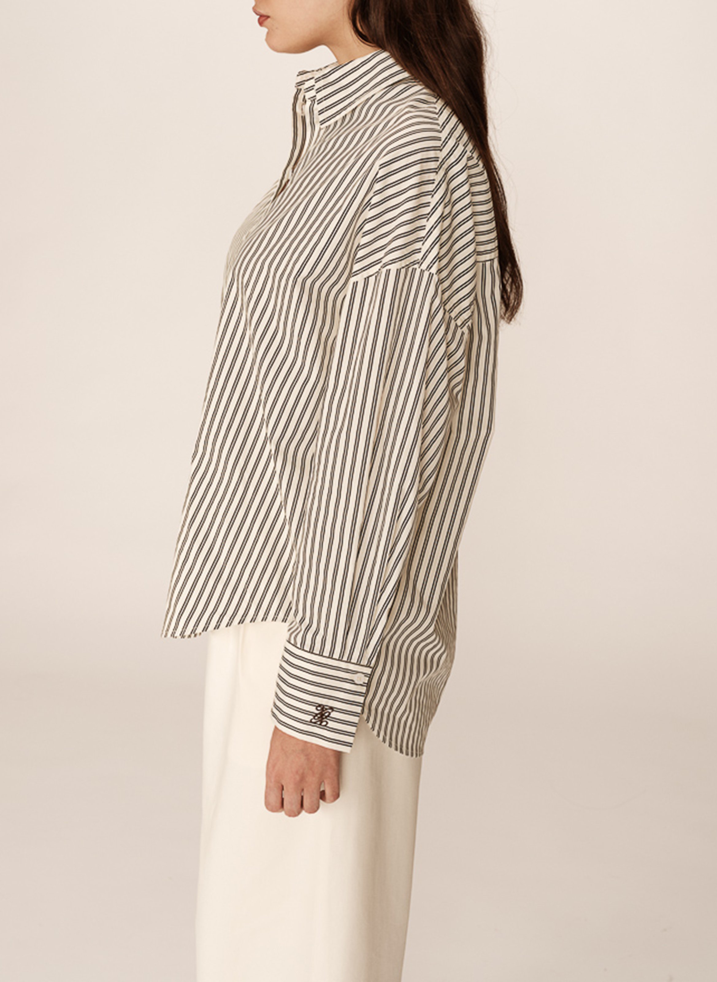 Oversized button-up striped shirt GRACE ET MILA White