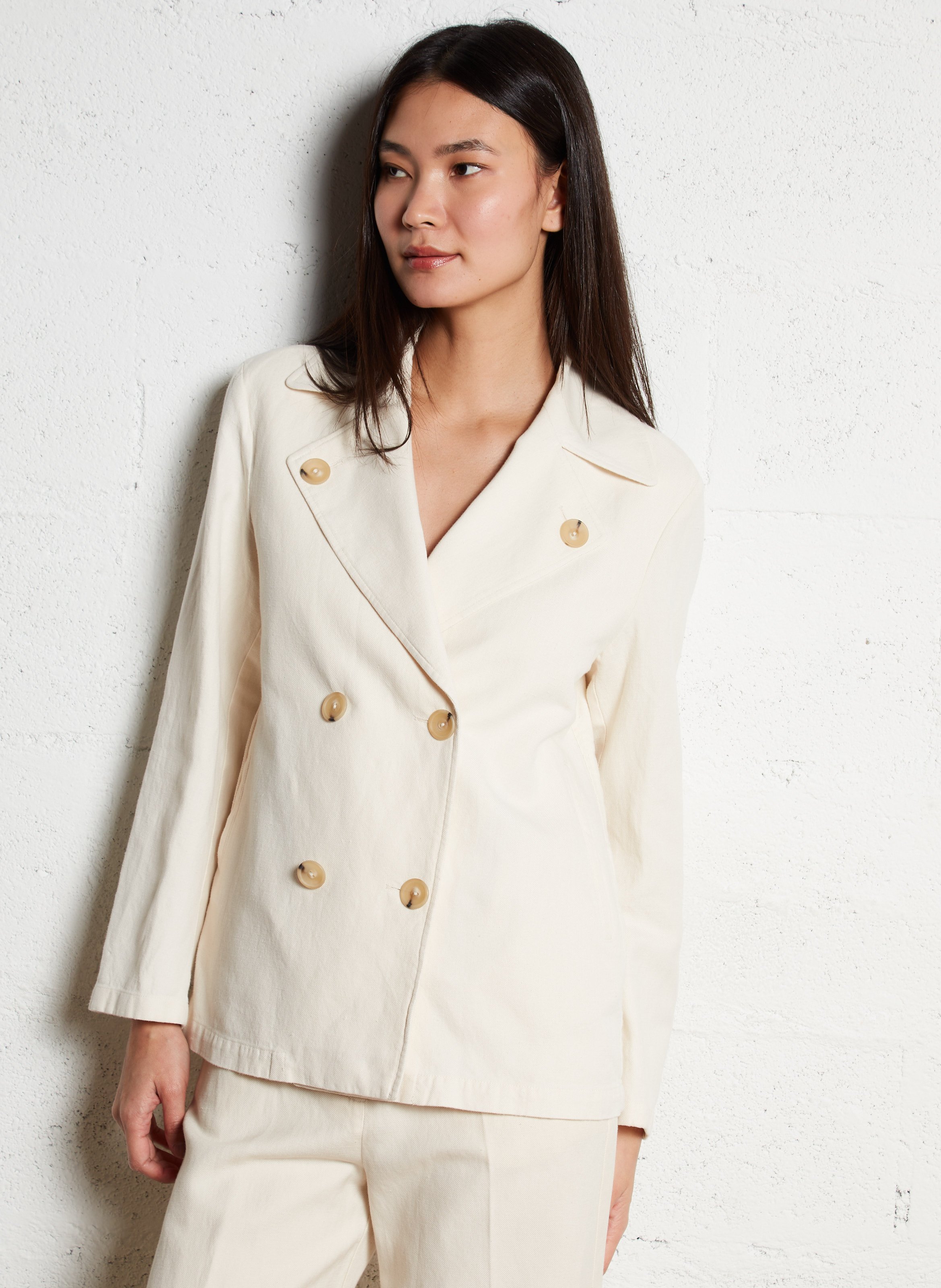 Veste droite en coton mélangé DIEGA Beige