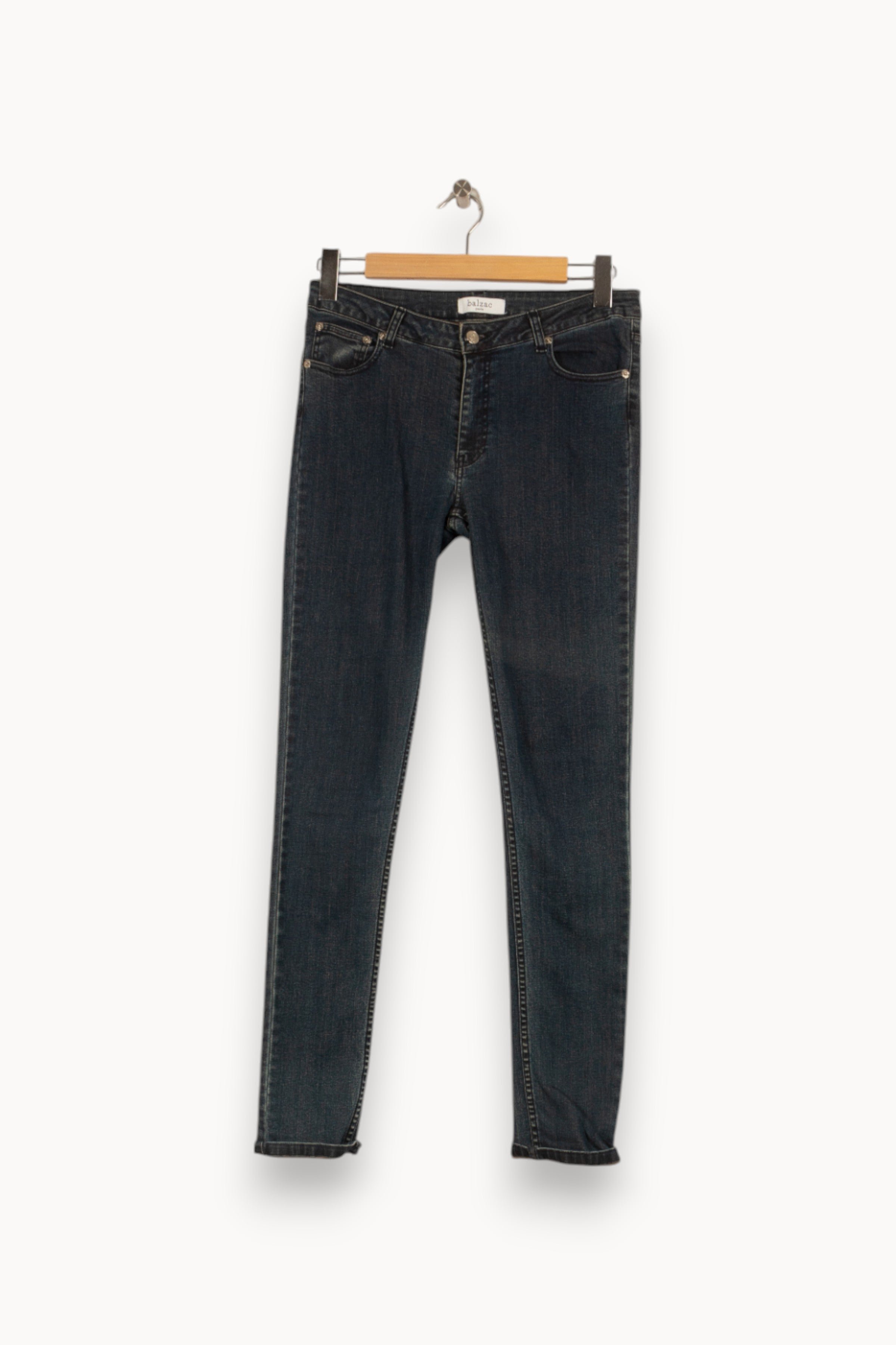Cropped slim jeans with studs BALZAC PARIS - Seconde Main Blue