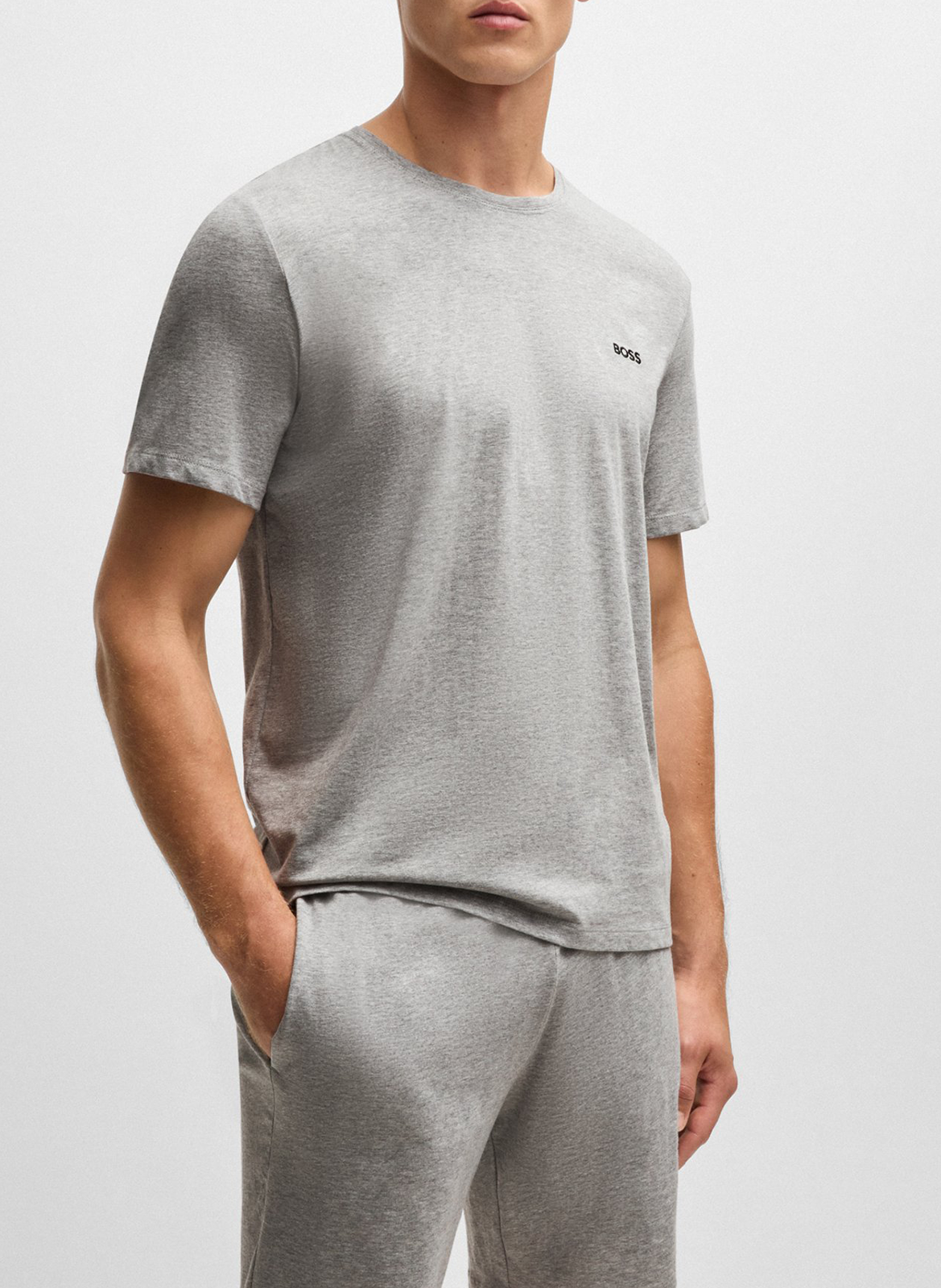 Round-neck cotton-blend T-shirt BOSS Silver