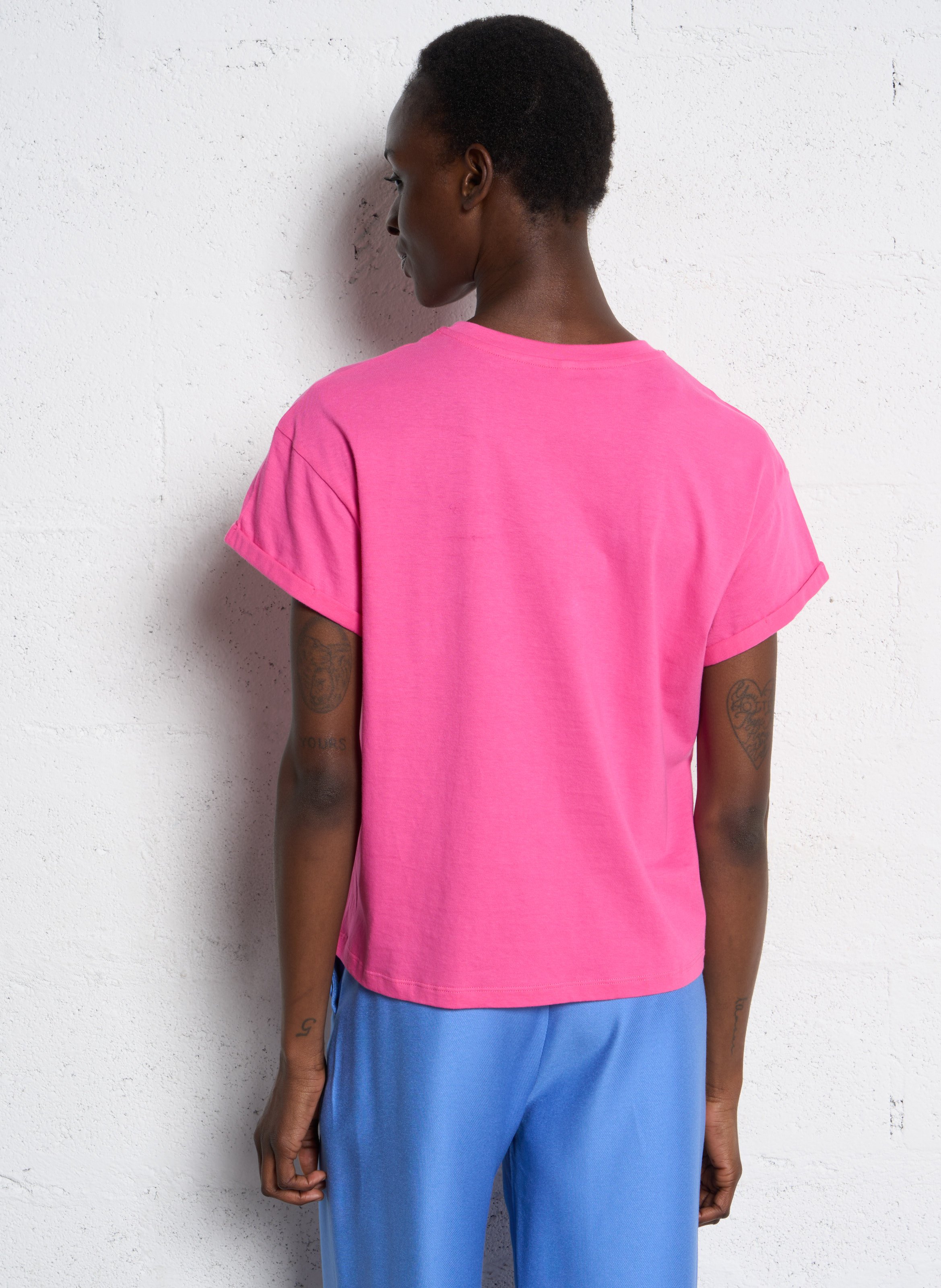 Tee-shirt droit en coton I CODE Rose