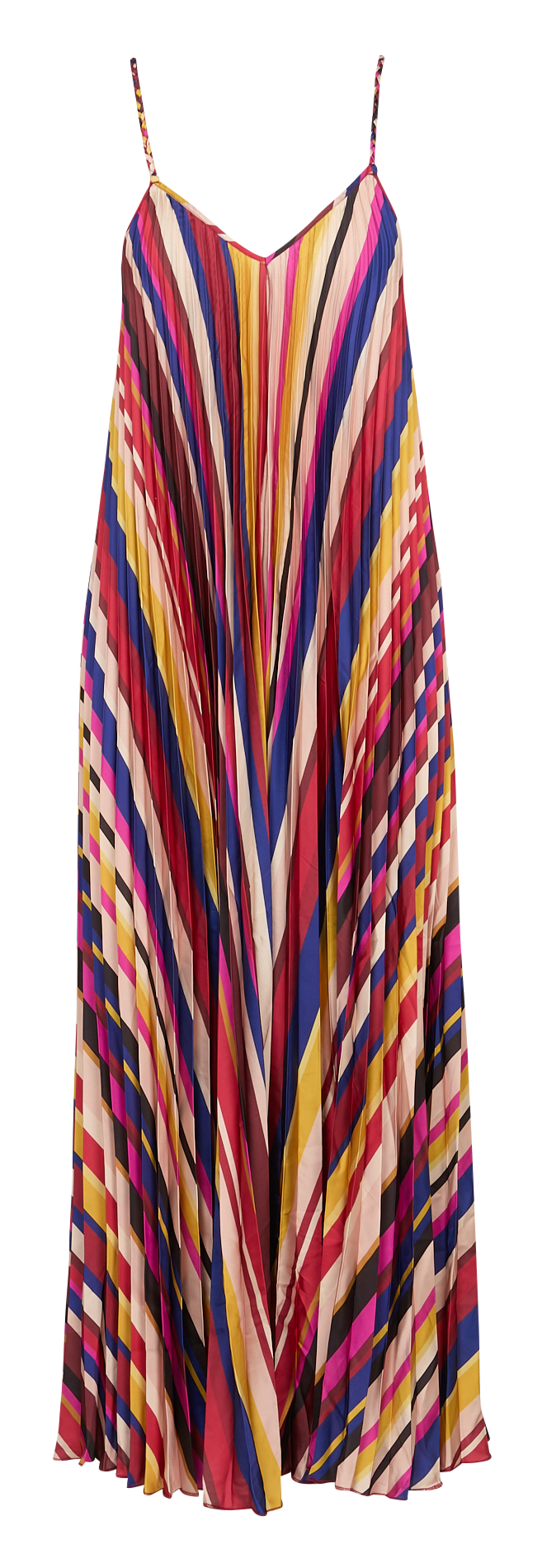 Long striped V-neck dress Multicolored