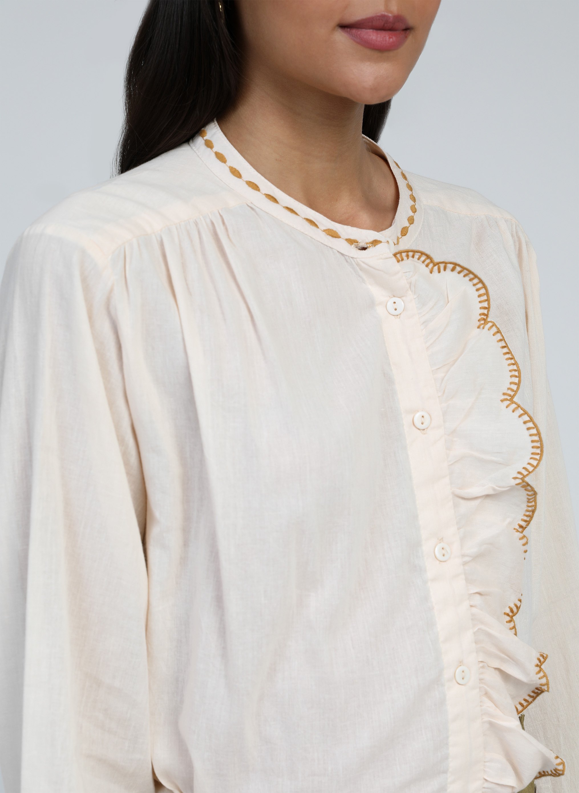 Straight shirt with embroidered details AN'GE Pink