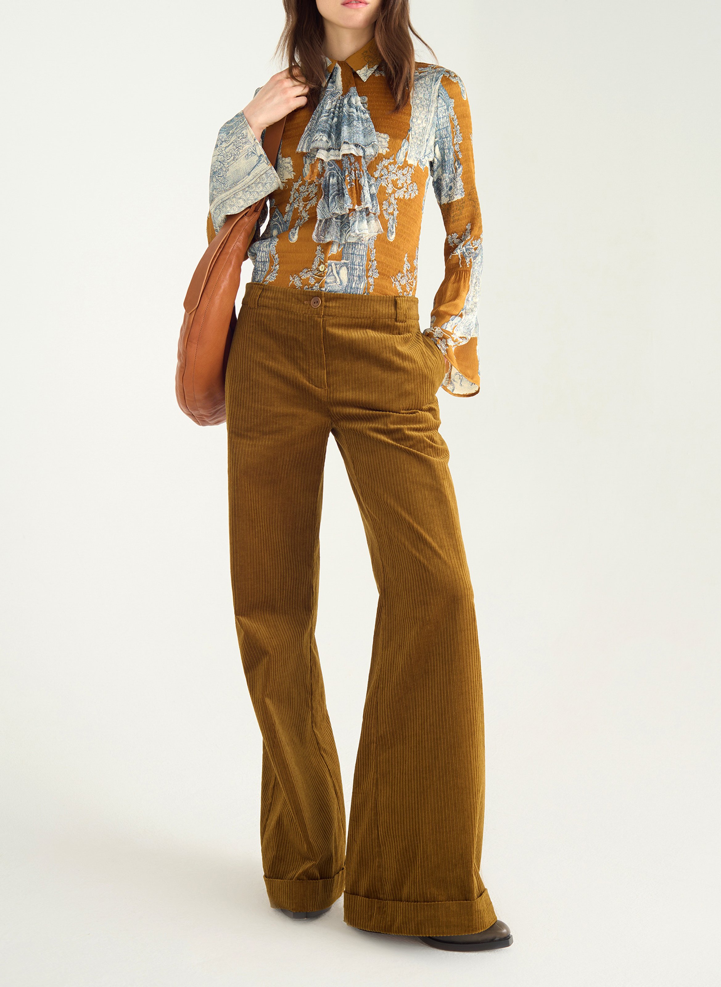 Flared corduroy pants COTELAC Brown