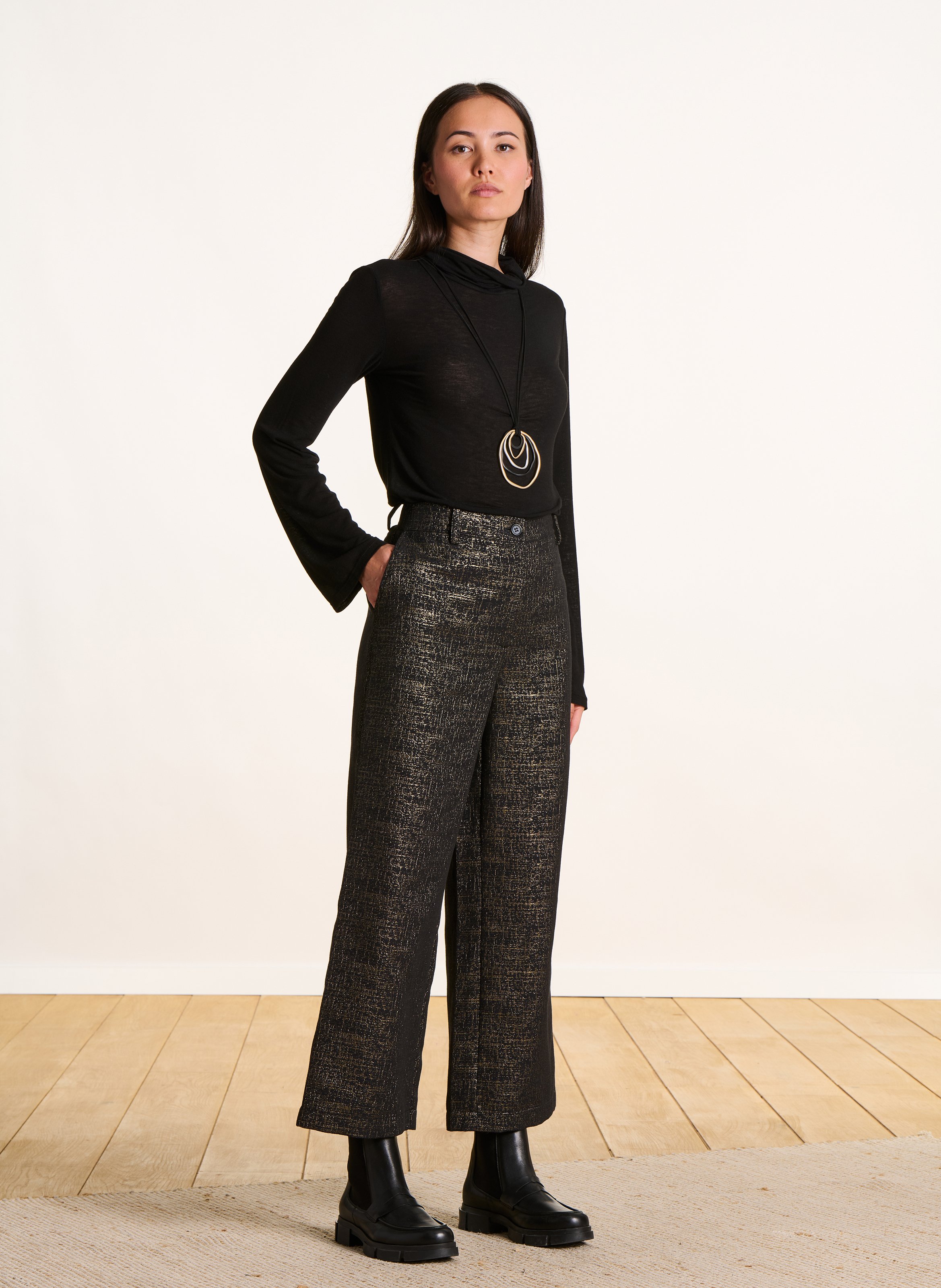 7/8-Hose aus gemischtem Baumwolljacquard LA FEE MARABOUTEE Schwarz