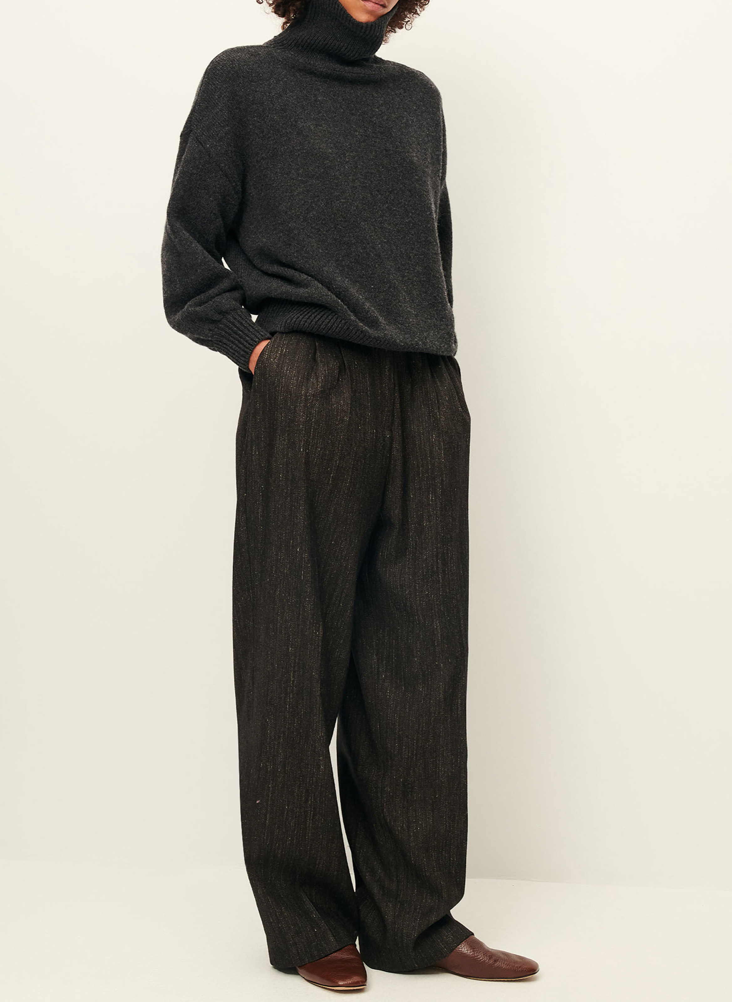 Pantalon droit taille haute uni SESSUN Marron