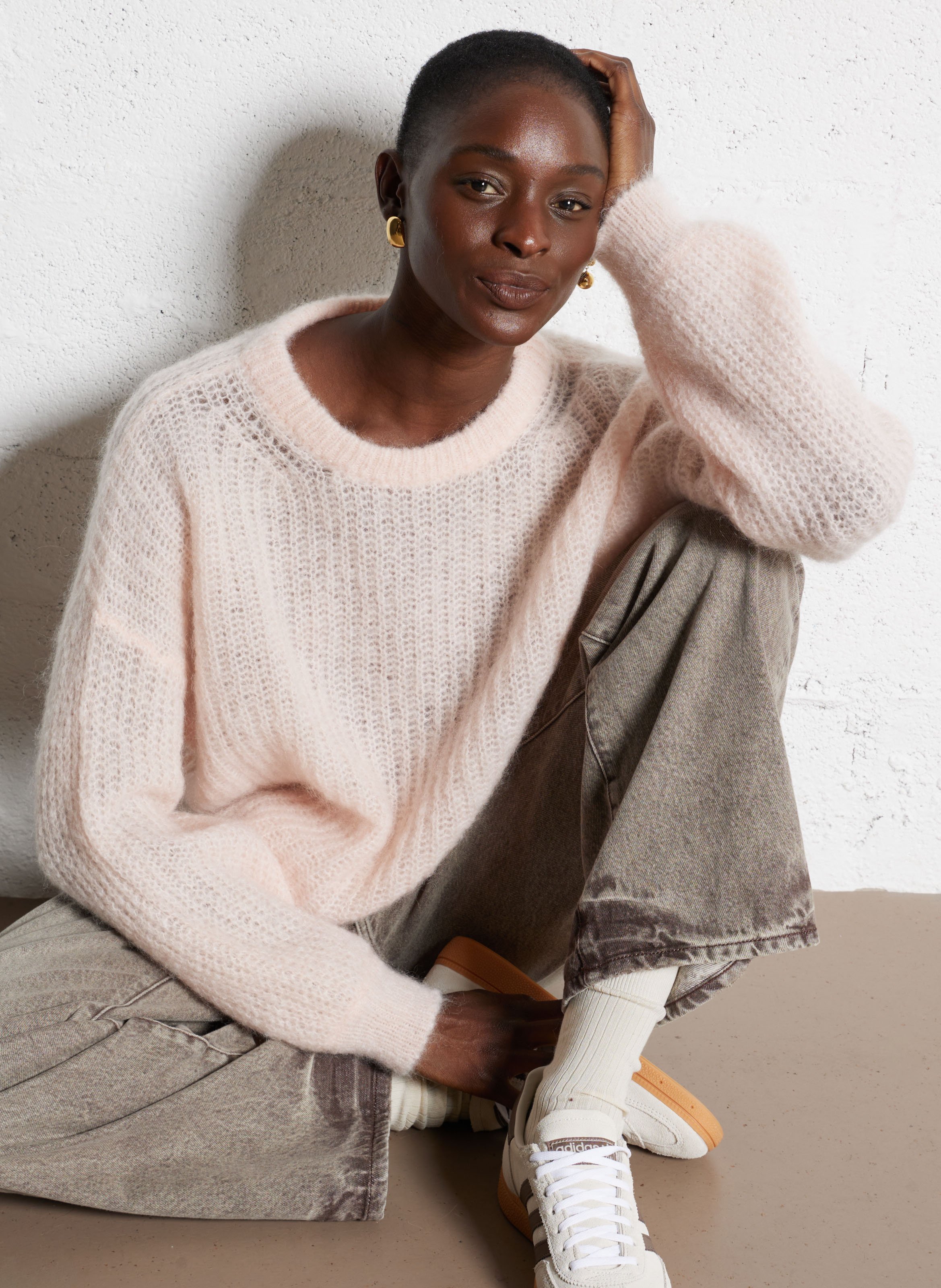 Round neck solid color wool blend sweater DES PETITS HAUTS