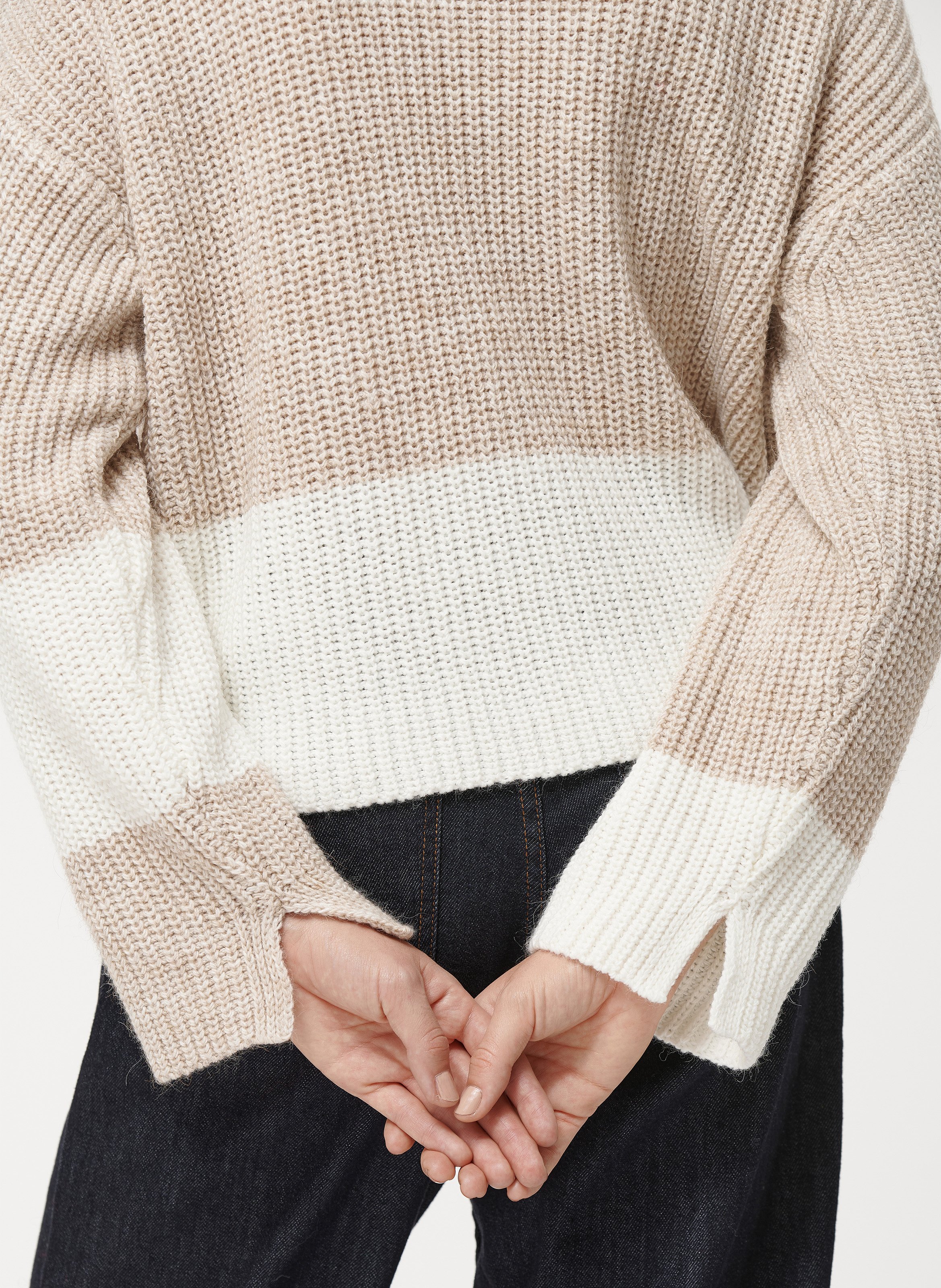 Pull oversize col rond  HUMILITY Beige