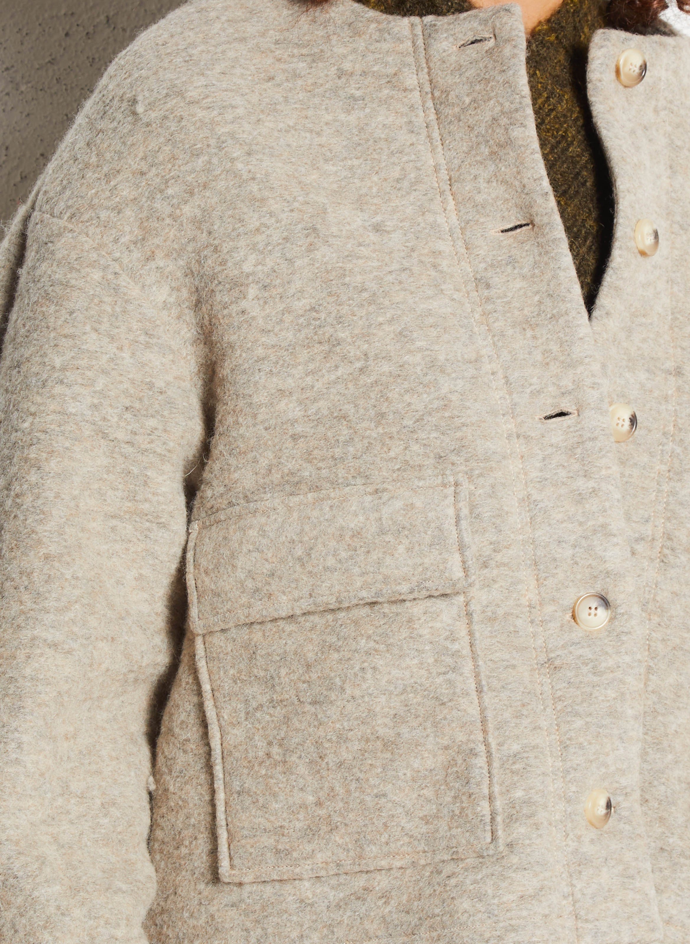 Short straight wool-blend jacket DES PETITS HAUTS Beige