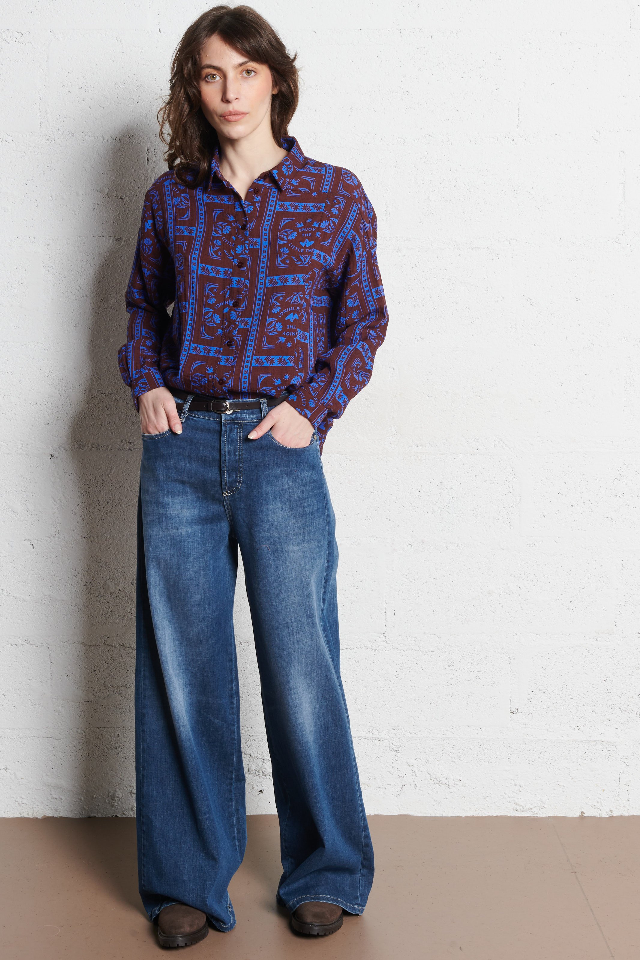 Straight cotton-blend pants PLEASE Blue