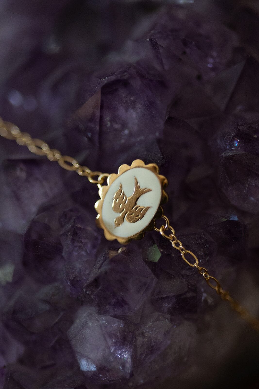 Dove gold-plated bracelet MONSIEUR SIMONE White