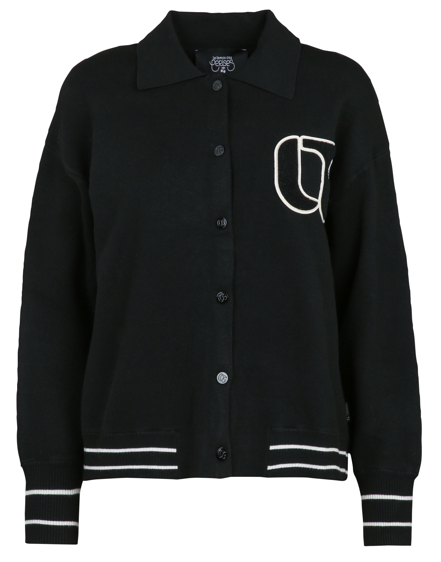 Gilet oversize col classique LE TEMPS DES CERISES Noir