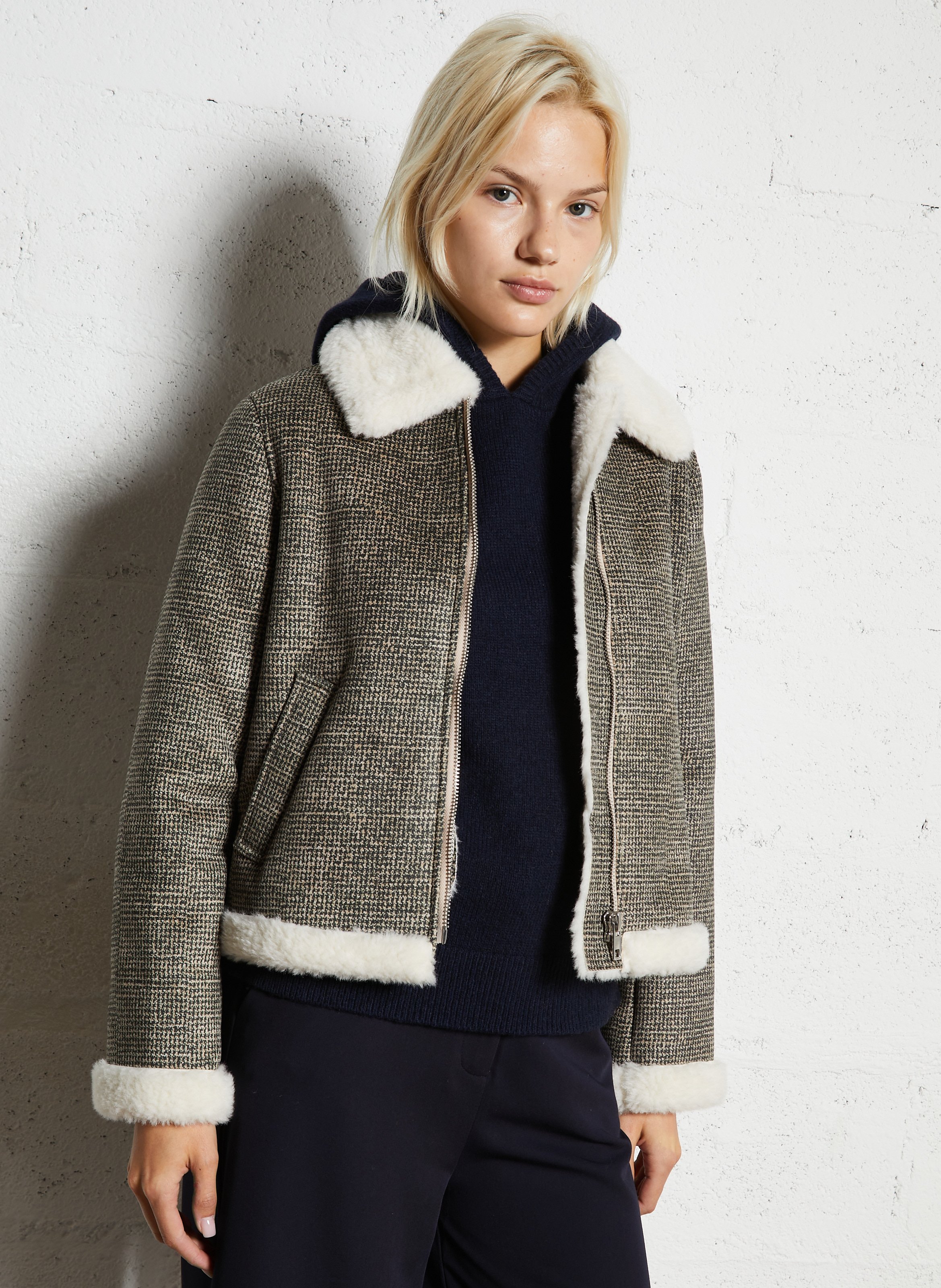 Gerade geschnittene Jacke mit klassischem Kragen und Print SUD EXPRESS Beige