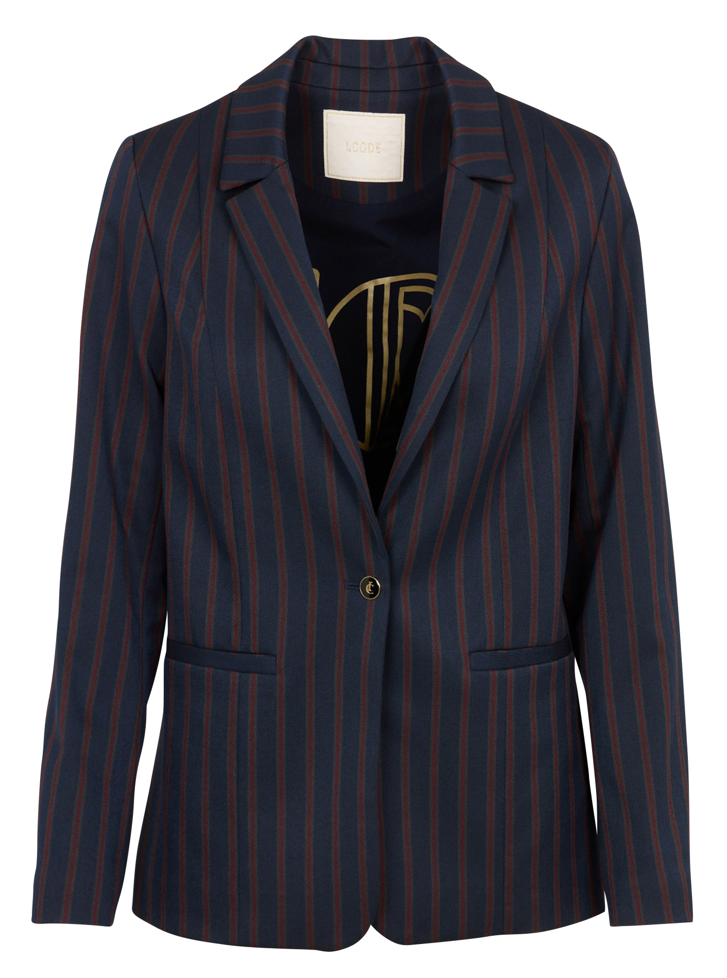 Veste de tailleur droite à rayures I CODE Bleu