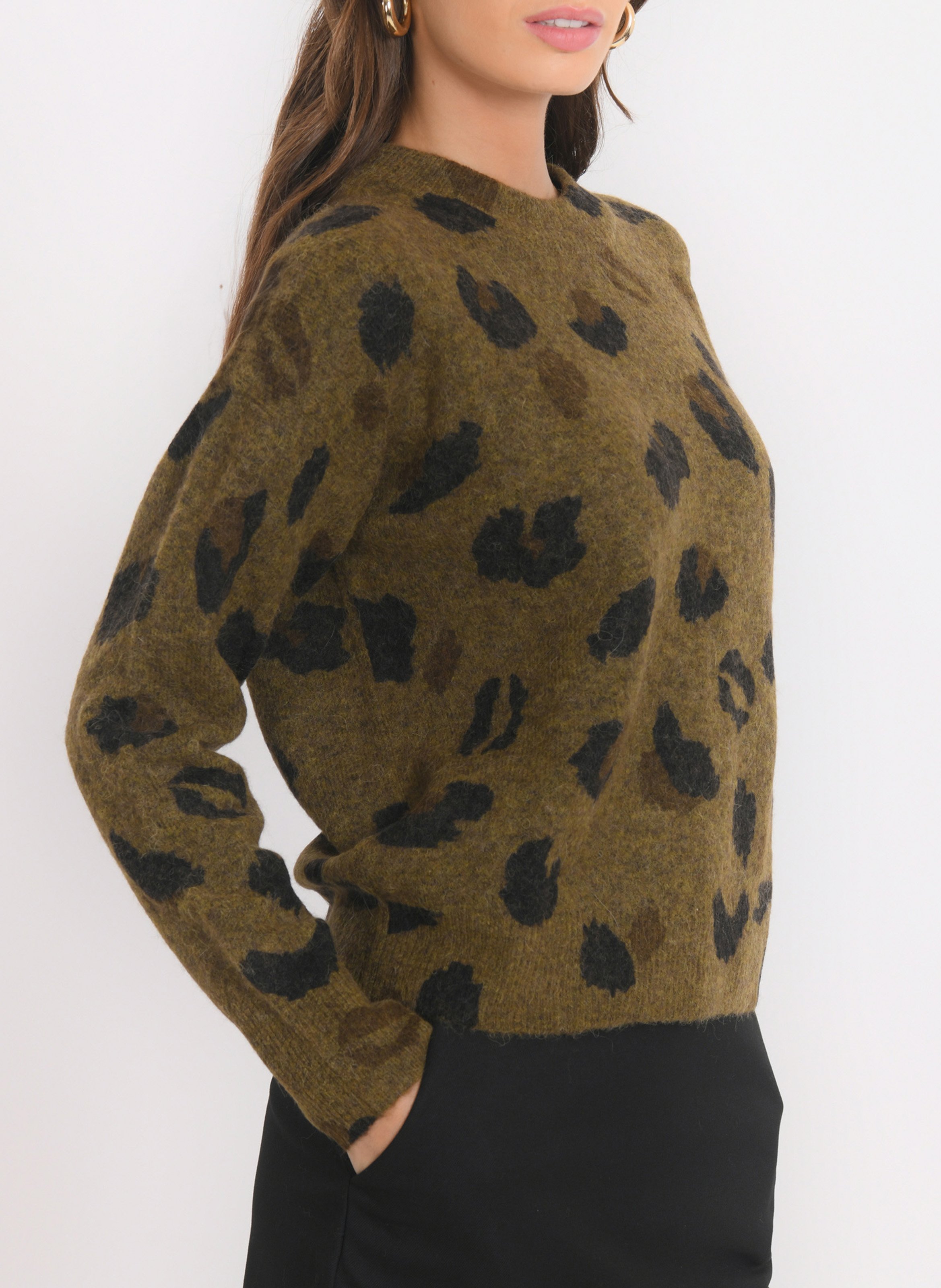 Pull imprimé en laine mélangée KOOKAI Kaki