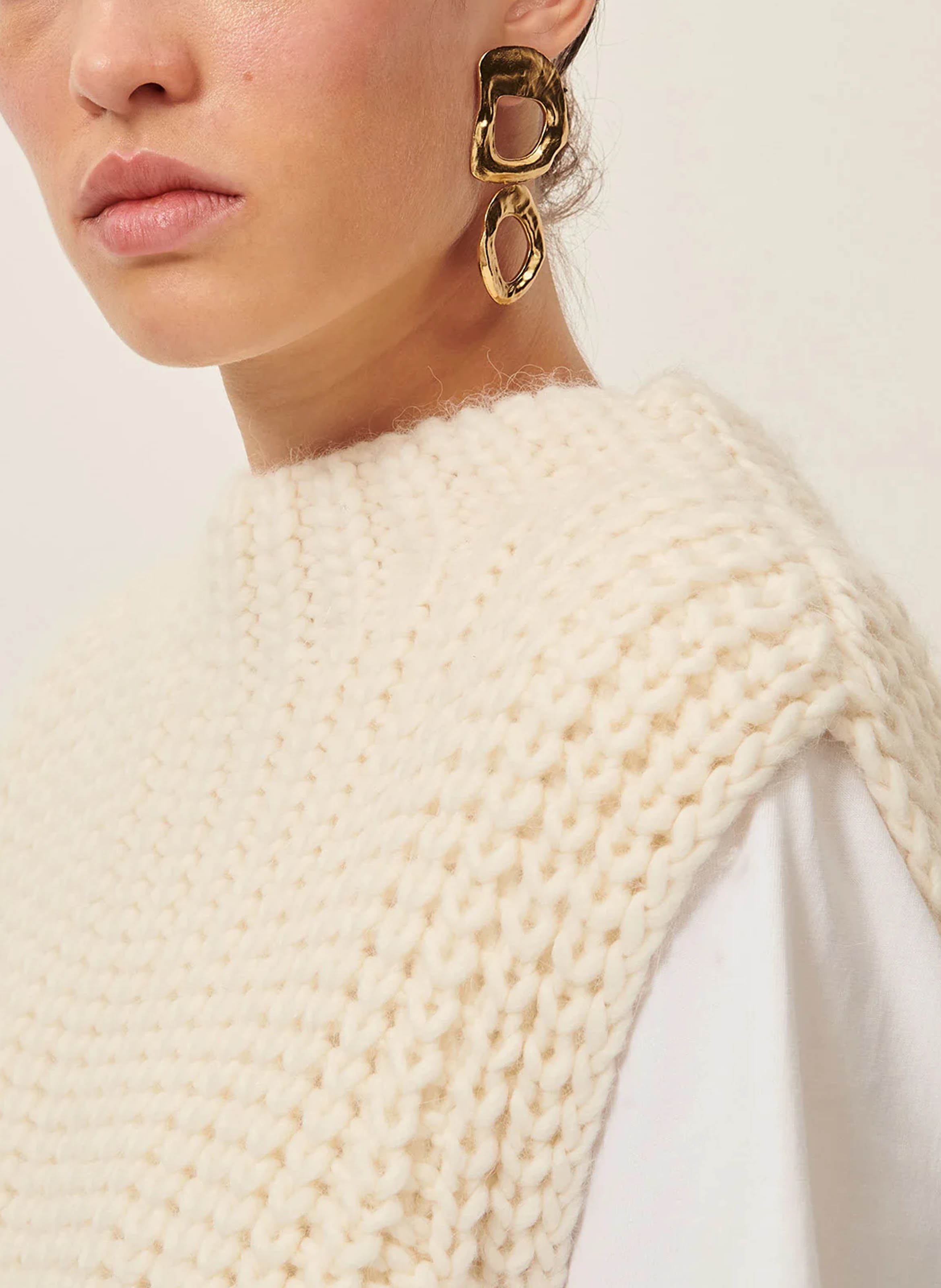 Boucles d'oreilles pendantes martelées en laiton recyclé SESSUN Doré