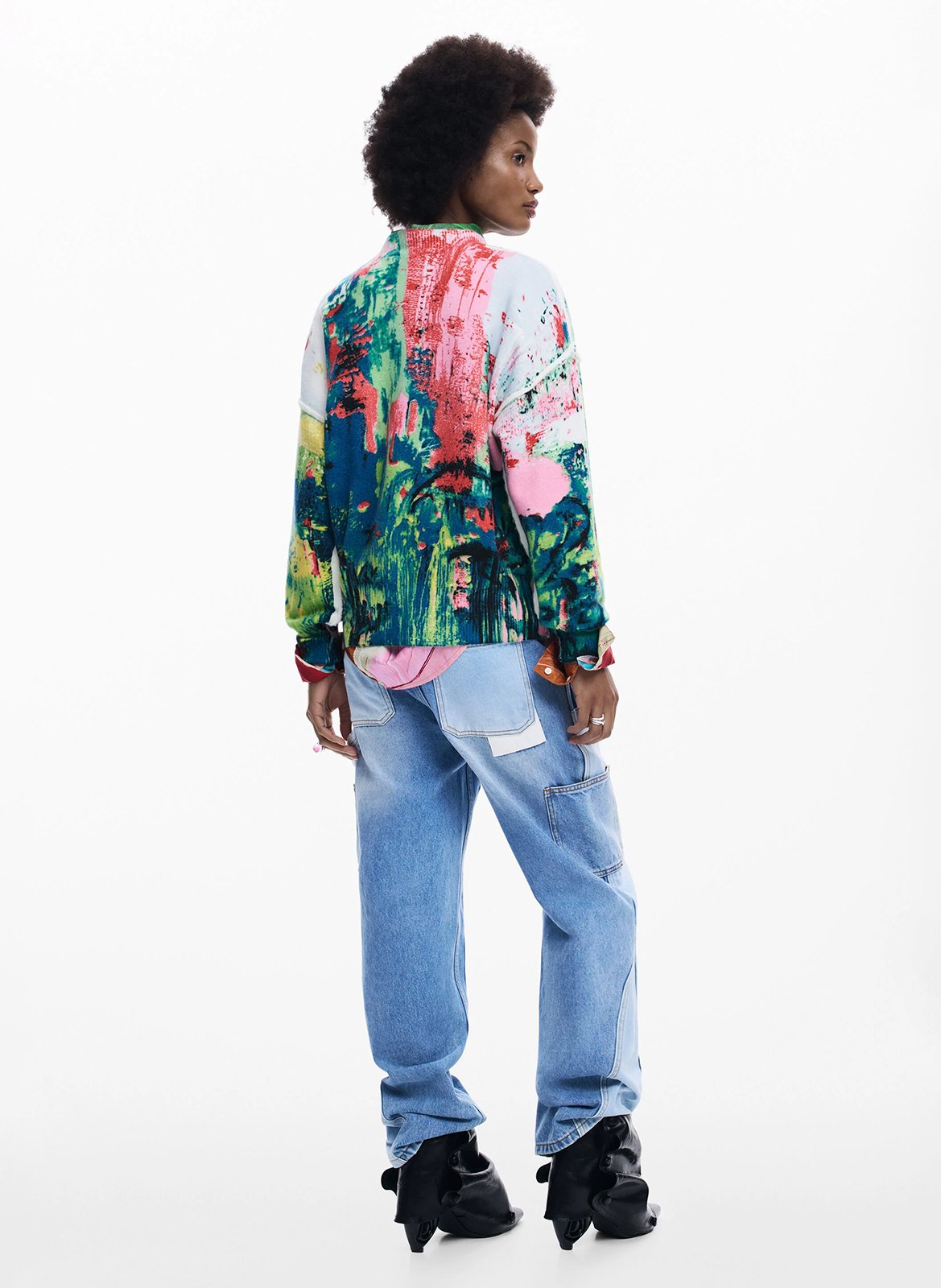 Pull col rond imprimé DESIGUAL Vert