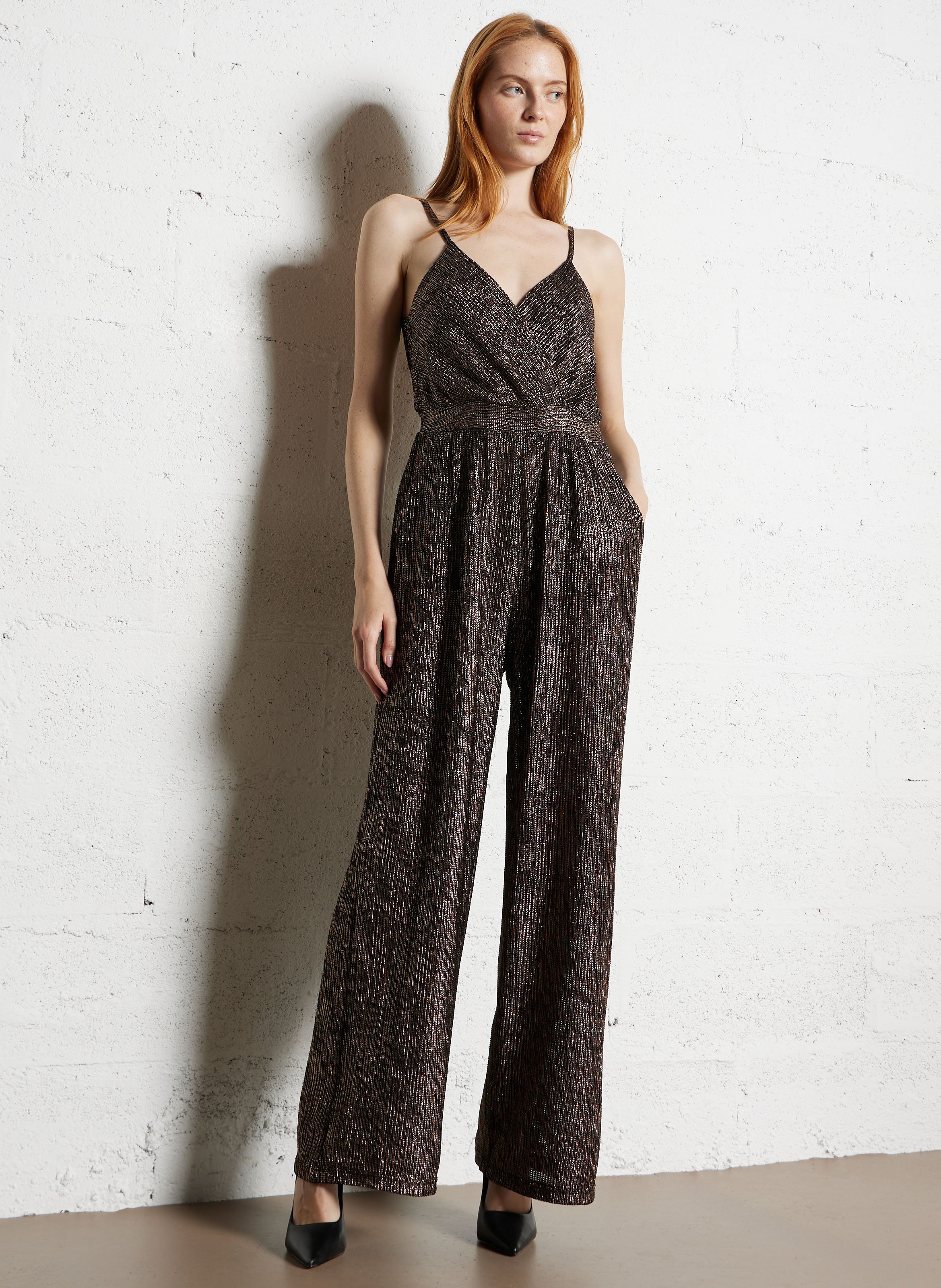 Combinaison pantalon pailletée à bretelles LA PETITE ETOILE Doré