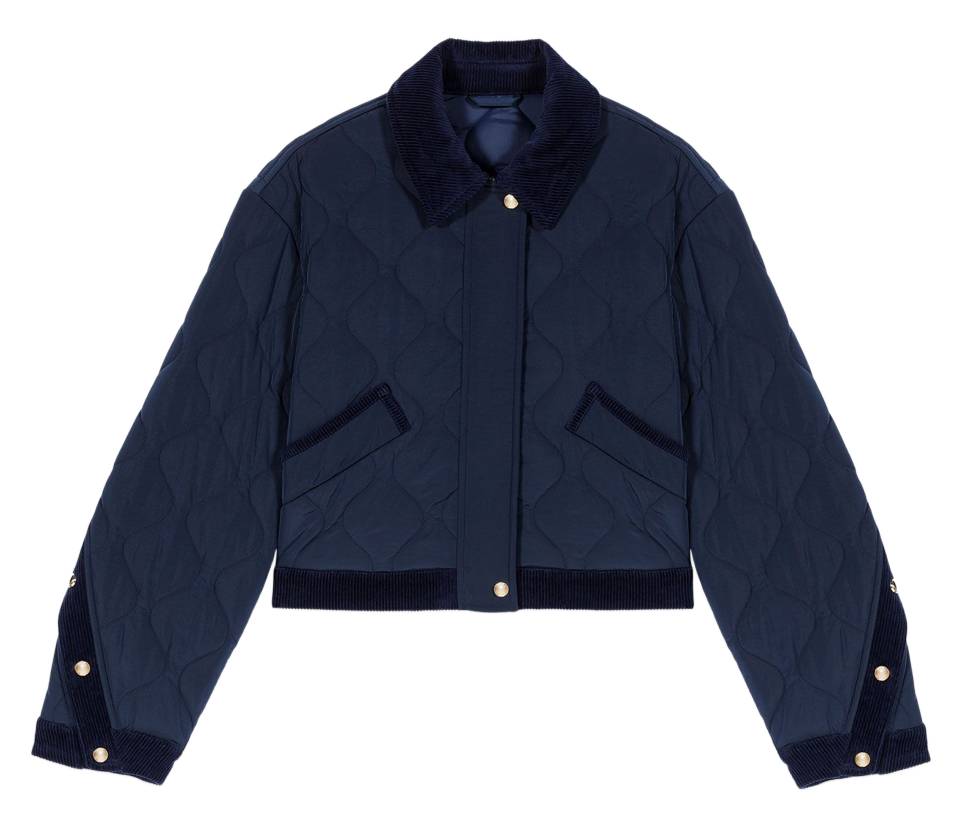 Veste matelassée à détails velours MAJE Bleu